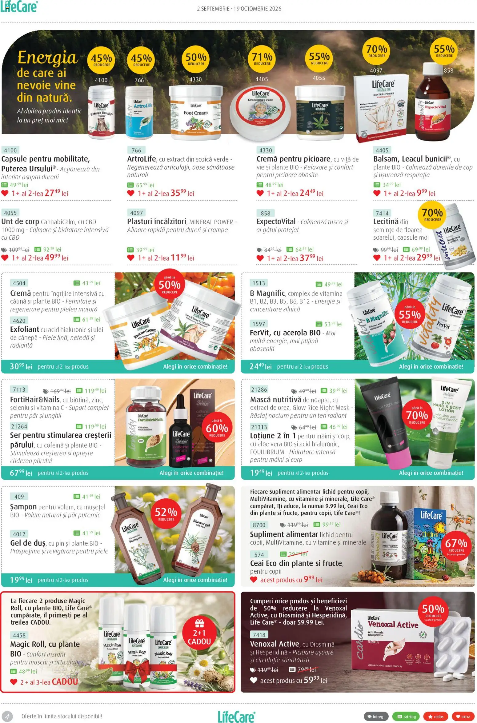 Noul catalog Life Care – valabil de la 02.09.2026 | Pagină: 4 | Produse: Life Care, Unt, Cremă, Suport