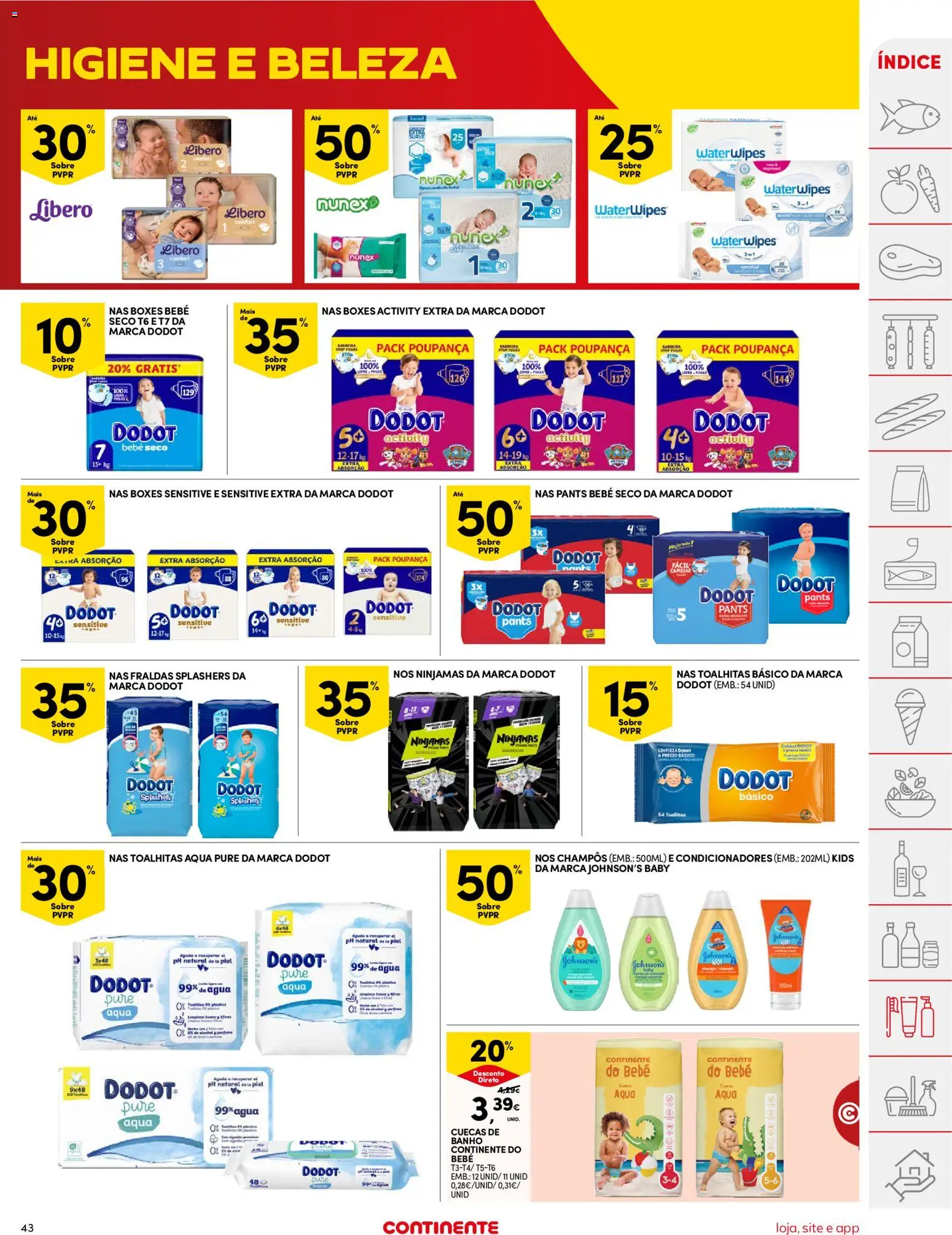 Continente folheto │ válido de 16.06.2026 | Página: 43 | Produtos: Fraldas, Shampoo, Banho, Cuecas