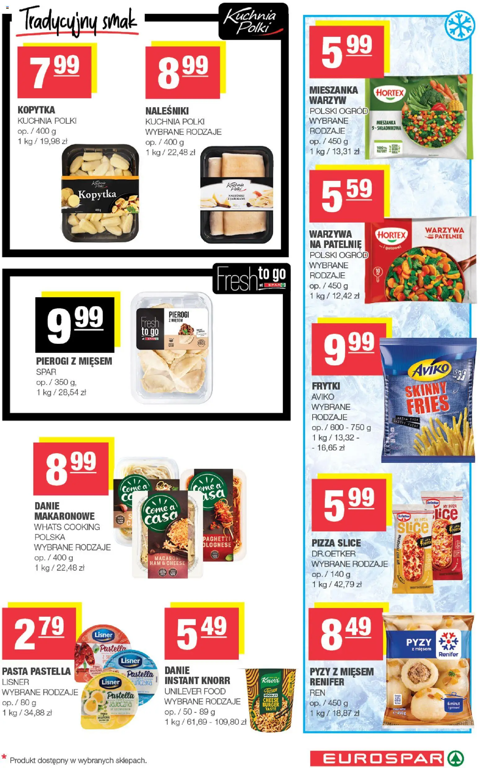 Spar gazetka - Eurospar od 09.09.2026 | Strona: 9 | Produkty: Pierogi z mięsem, Pasta, Pizza, Naleśniki
