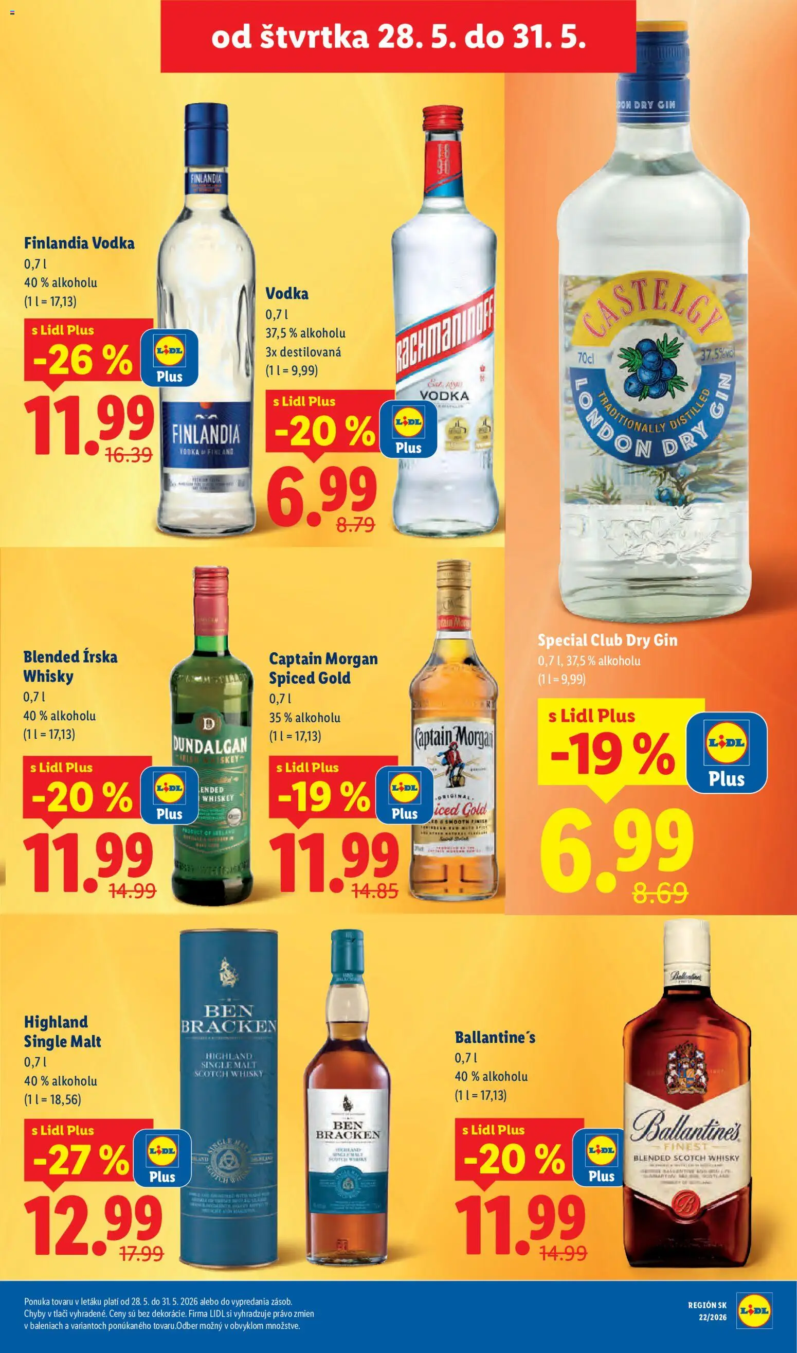 Nové Lidl akcie – leták je platný od 25.05.2026 | Strana: 77 | Produkty: Captain Morgan, Whisky, Rum, Ballantines