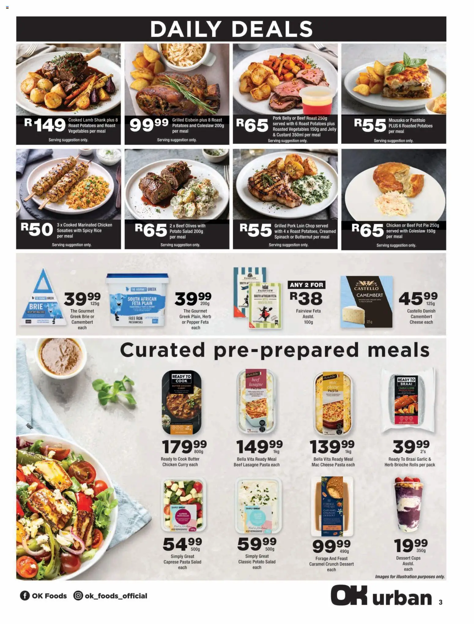 New OK Foods catalogue – valid from 23/10/2026 | Page: 3 | Products: Dessert, Beef roast, Pasta, Caramel