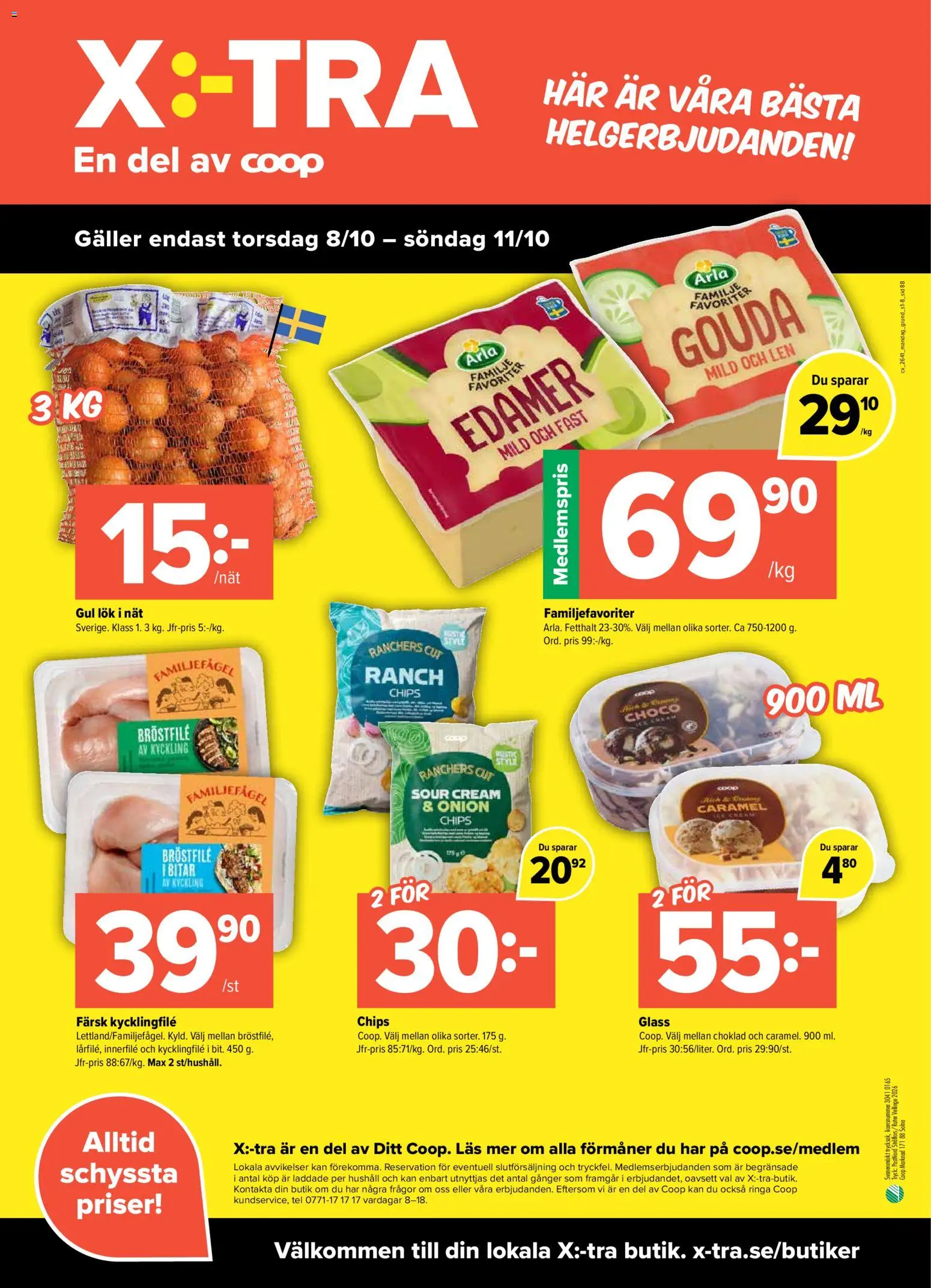 Coop X:-TRA reklamblad aktuell från 05/10/2026 | Sida: 8 | Produkter: Kycklingfile, Galler, Chips, Kyckling