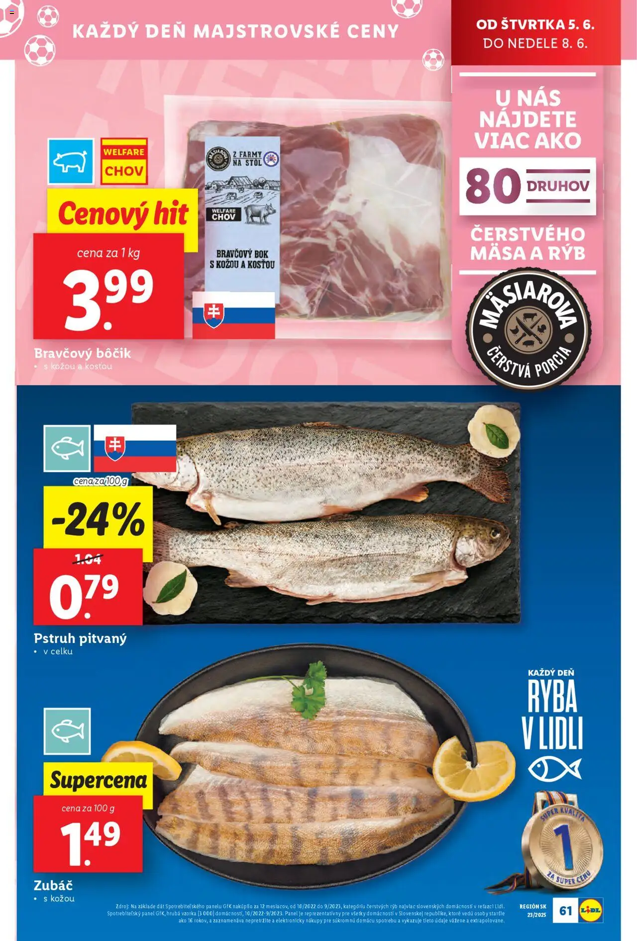 Nové Lidl akcie – leták je platný od 02.06.2025 | Strana: 81 | Produkty: Pstruh, Bravčový bôčik, Ryba