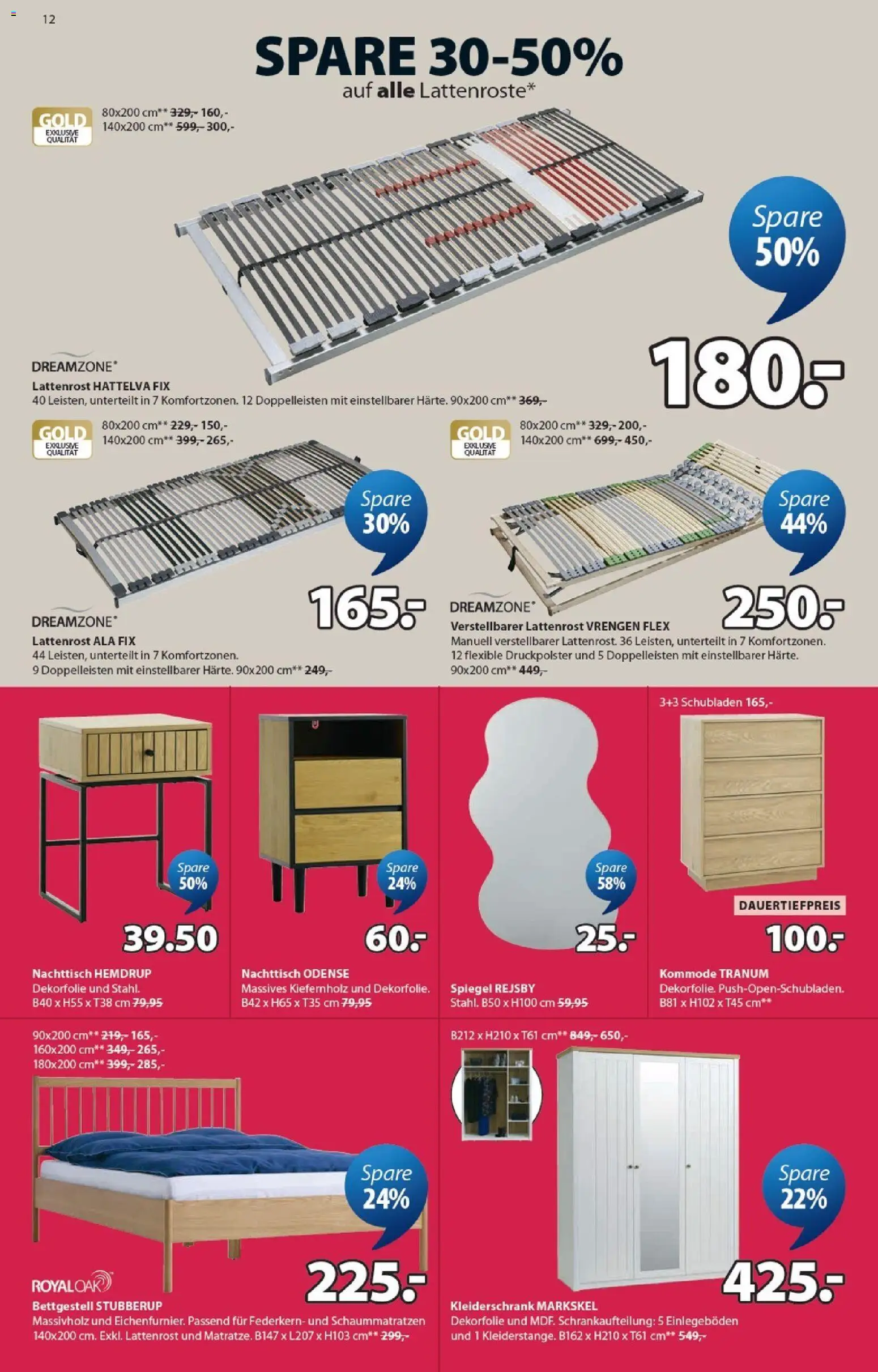 JYSK aktionen – gültig ab 23.06.2026 | Seite: 12 | Produkte: Kleiderschrank, Kommode, Nachttisch, Spiegel