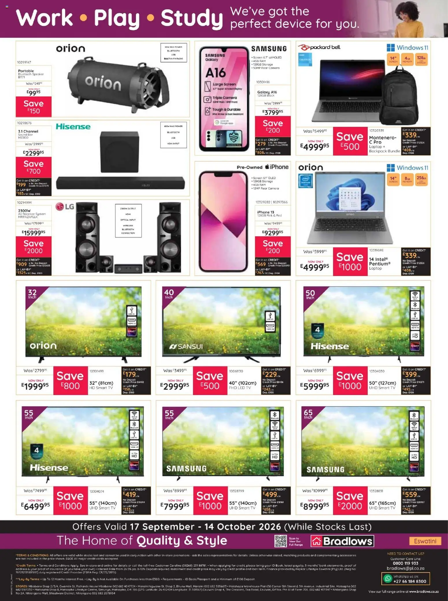 New Bradlows catalogue – valid from 17/09/2026 | Page: 8 | Products: Backpack, Laptop, TV, Water