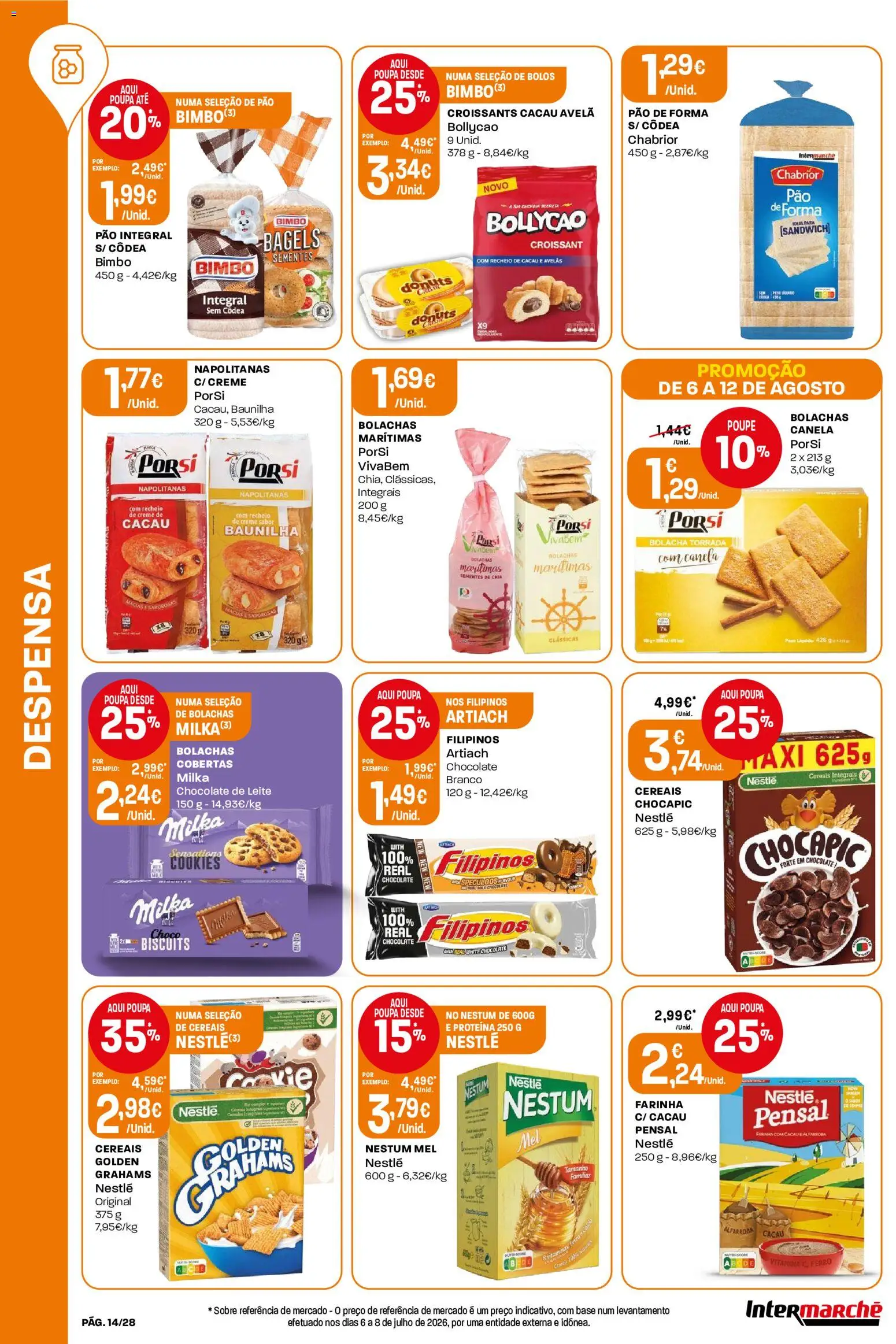 Intermarché Folheto Contact │ válido de 06/08/2026 | Página: 14 | Produtos: Avelãs, Bolachas, Pão, Chocolate