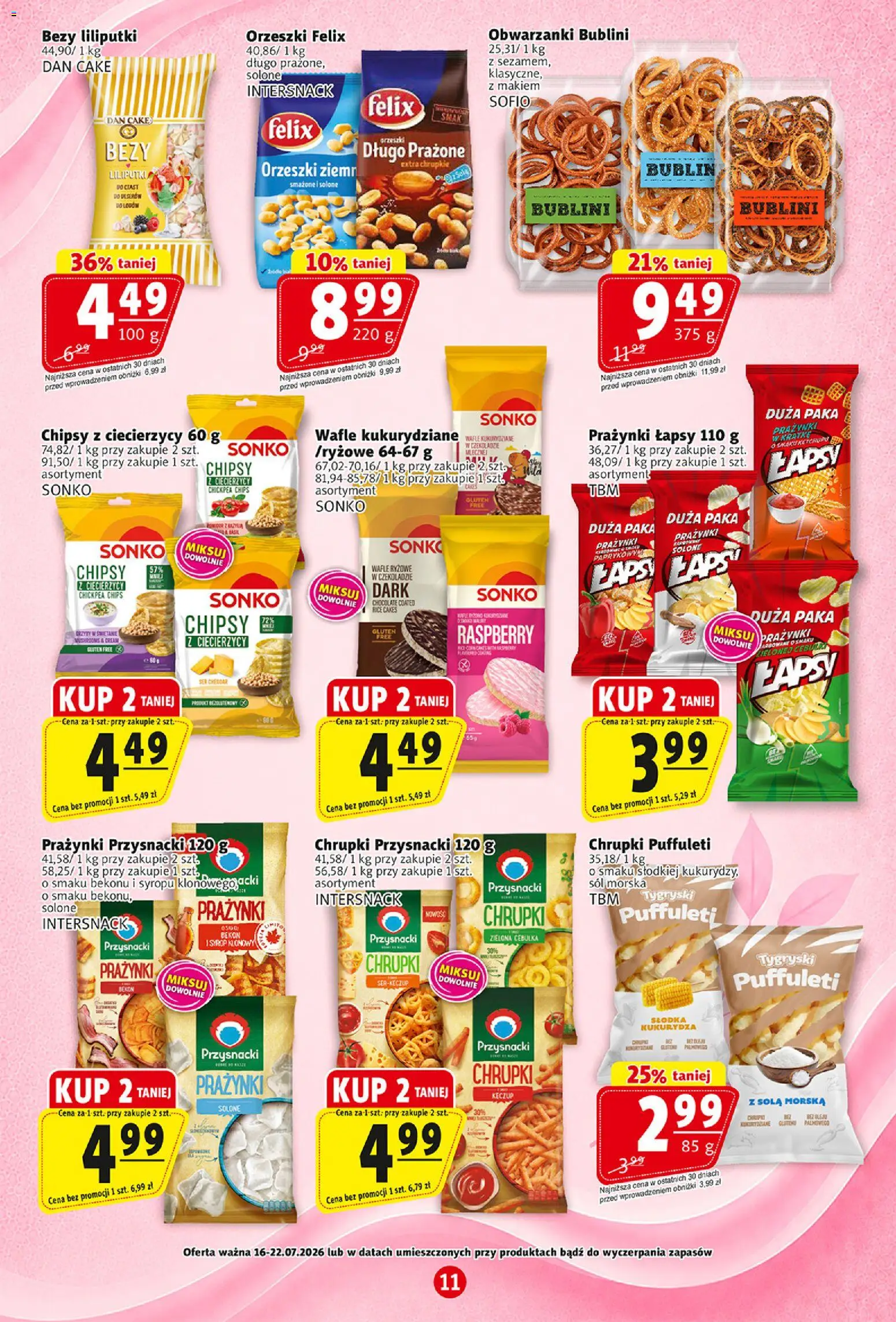 Prim Market gazetka od 16.07.2026 | Strona: 11 | Produkty: Bekon, Wafle ryżowe, Bezy, Sól
