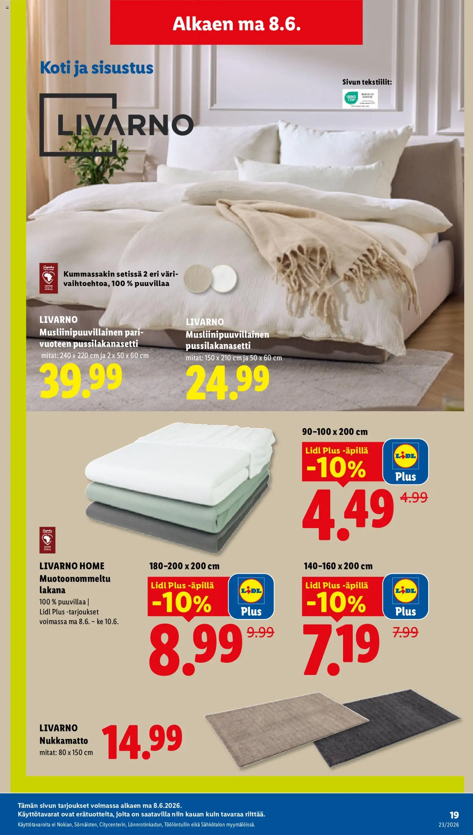 Lidl tarjoukset – voimassa 04.06.2026 alkaen | Sivu: 27 | Tuotteet: Pussilakanasetti, Lakana