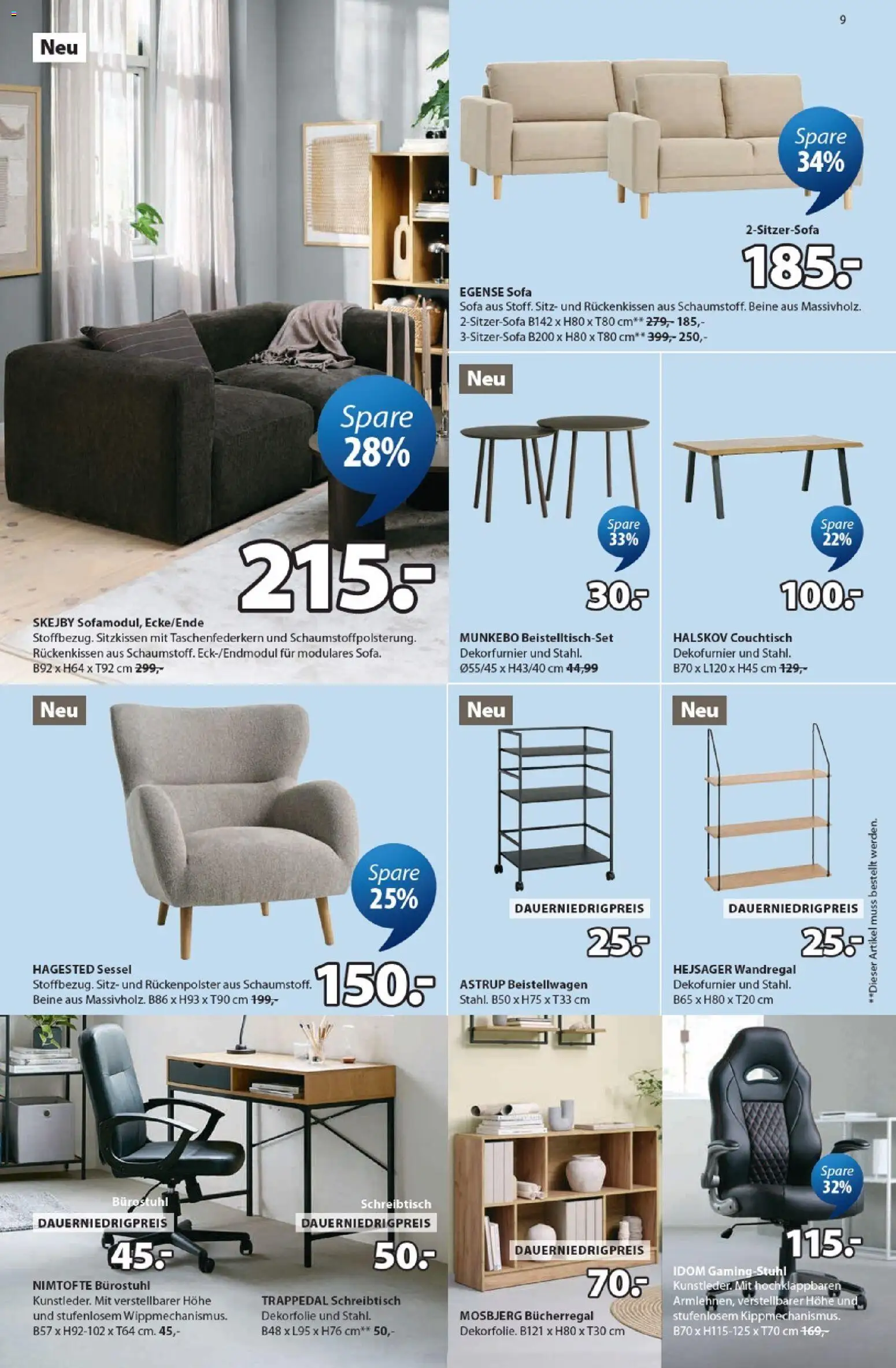 Prospekt JYSK – gültig ab 16.08.2026 | Seite: 9 | Produkte: Wandregal, Sofa, Sessel, Gamingstuhl