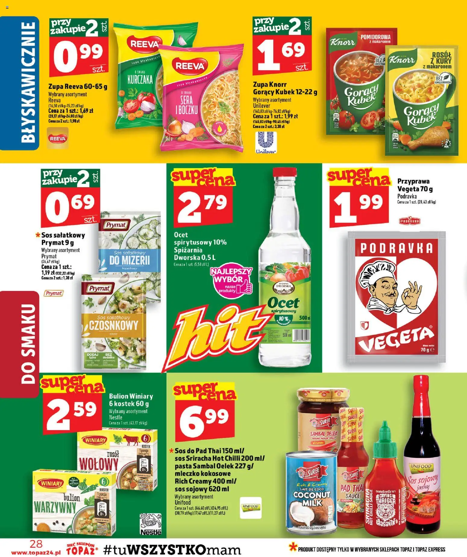 Topaz gazetka - MAZ od 23.07.2026 | Strona: 28 | Produkty: Sriracha, Zupa, Sos sojowy, Sos