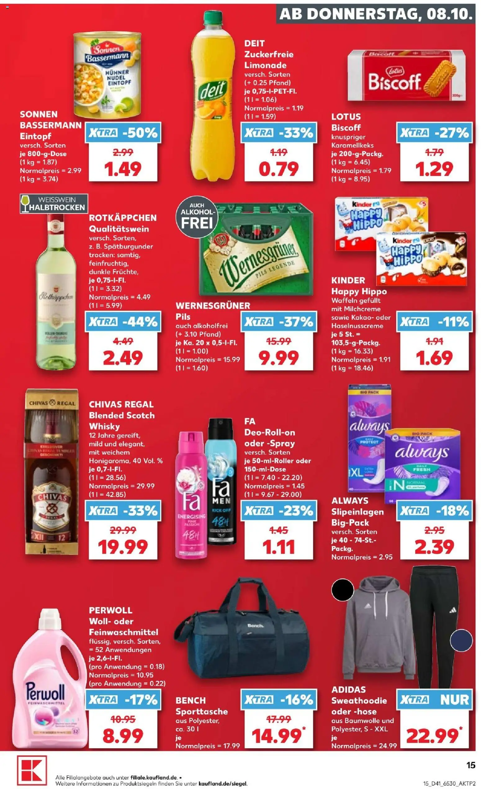 Kaufland Prospekt Potsdam – gültig ab 08.10.2026 | Seite: 17 | Produkte: Weißwein halbtrocken, Pils, Wernesgruner, Hose