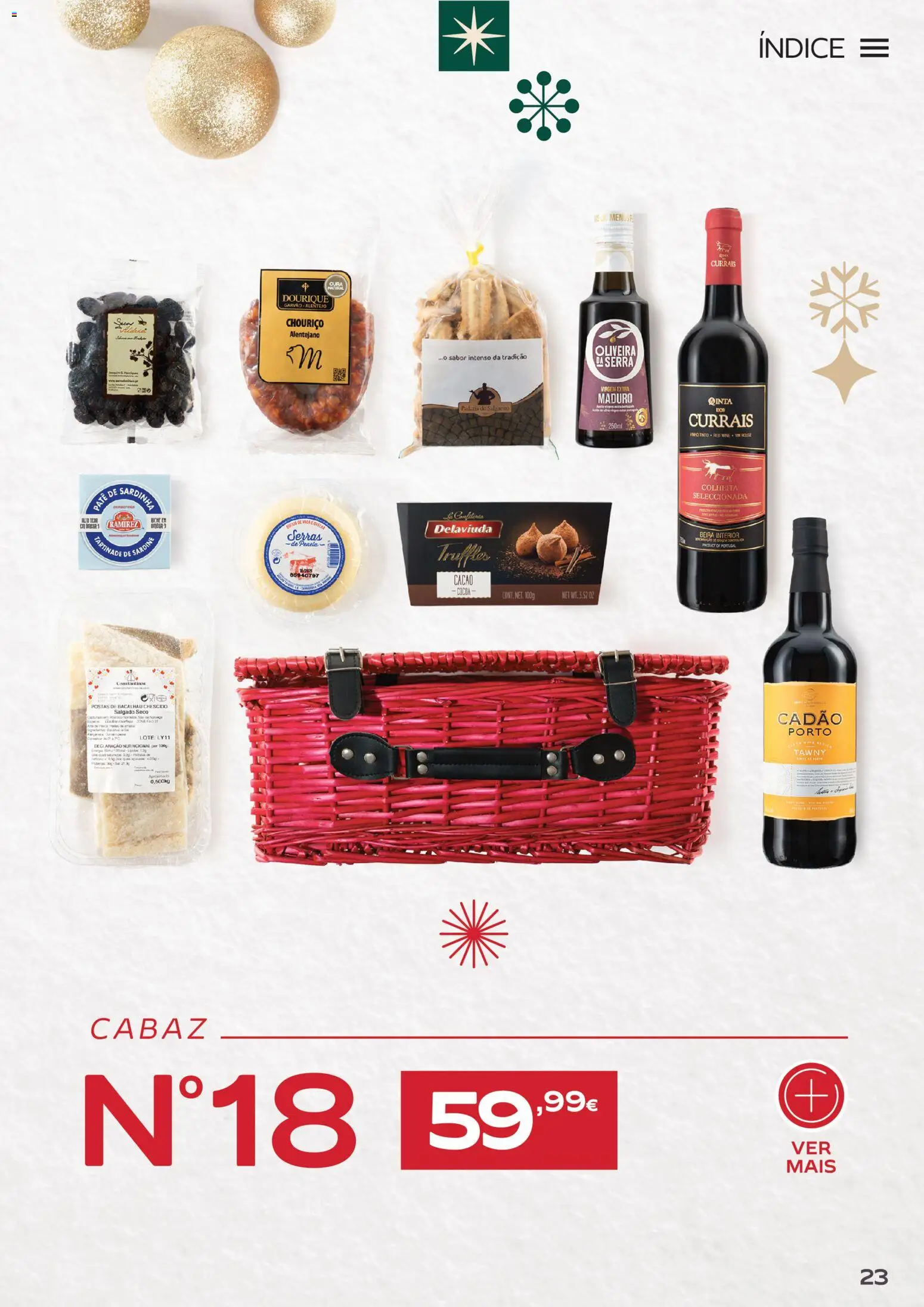 Continente Cabazes de Natal │ válido de 06/10/2026 | Página: 23 | Produtos: Bacalhau, Chouriço, Patê
