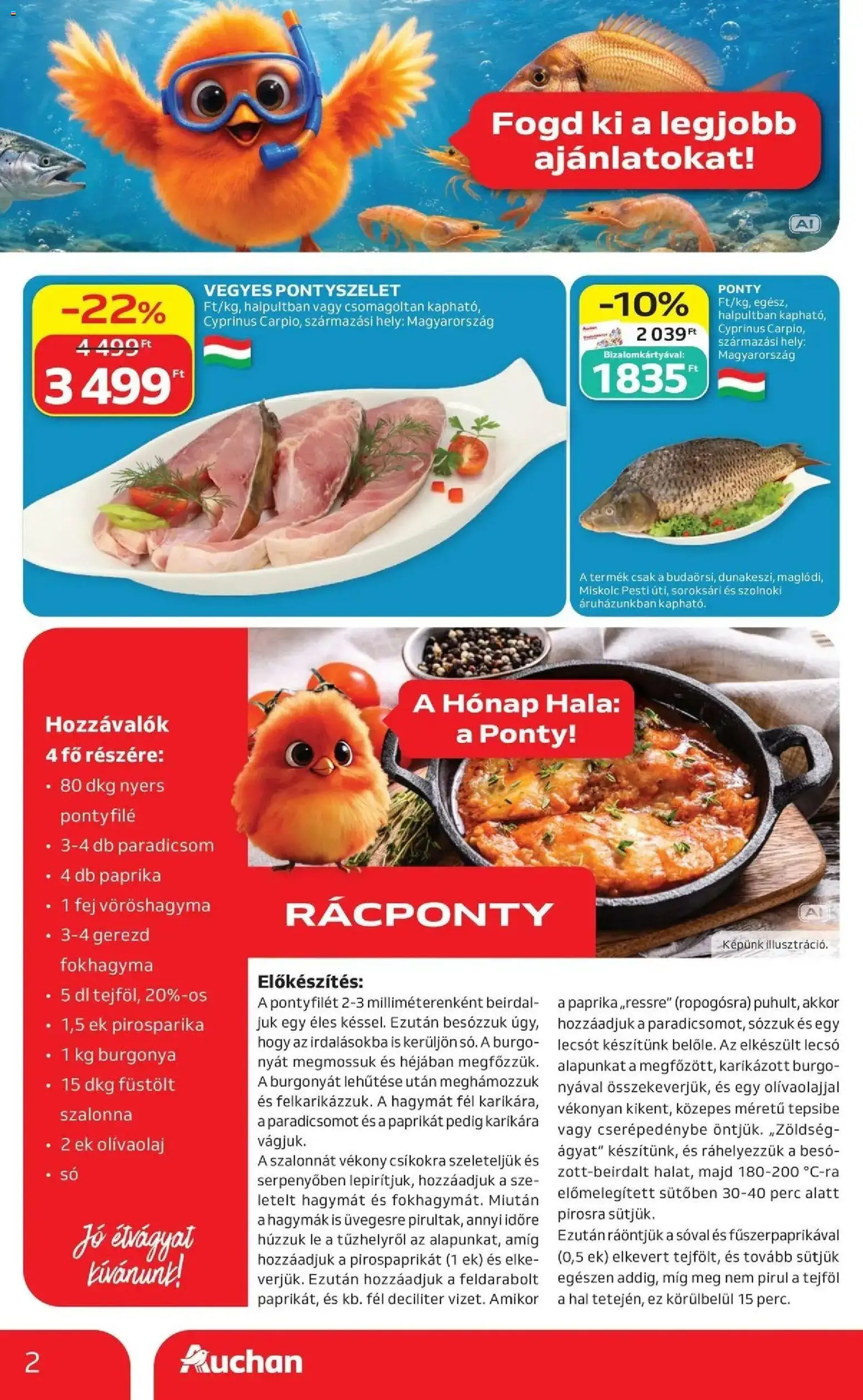 Auchan akciós újság Szolnok - 2026.09.03. -tól/töl > akció, lapozható szórólap 🛍️ | Oldal: 2 | Termékek: Fokhagyma, Paprika, Lecsó, Olívaolaj
