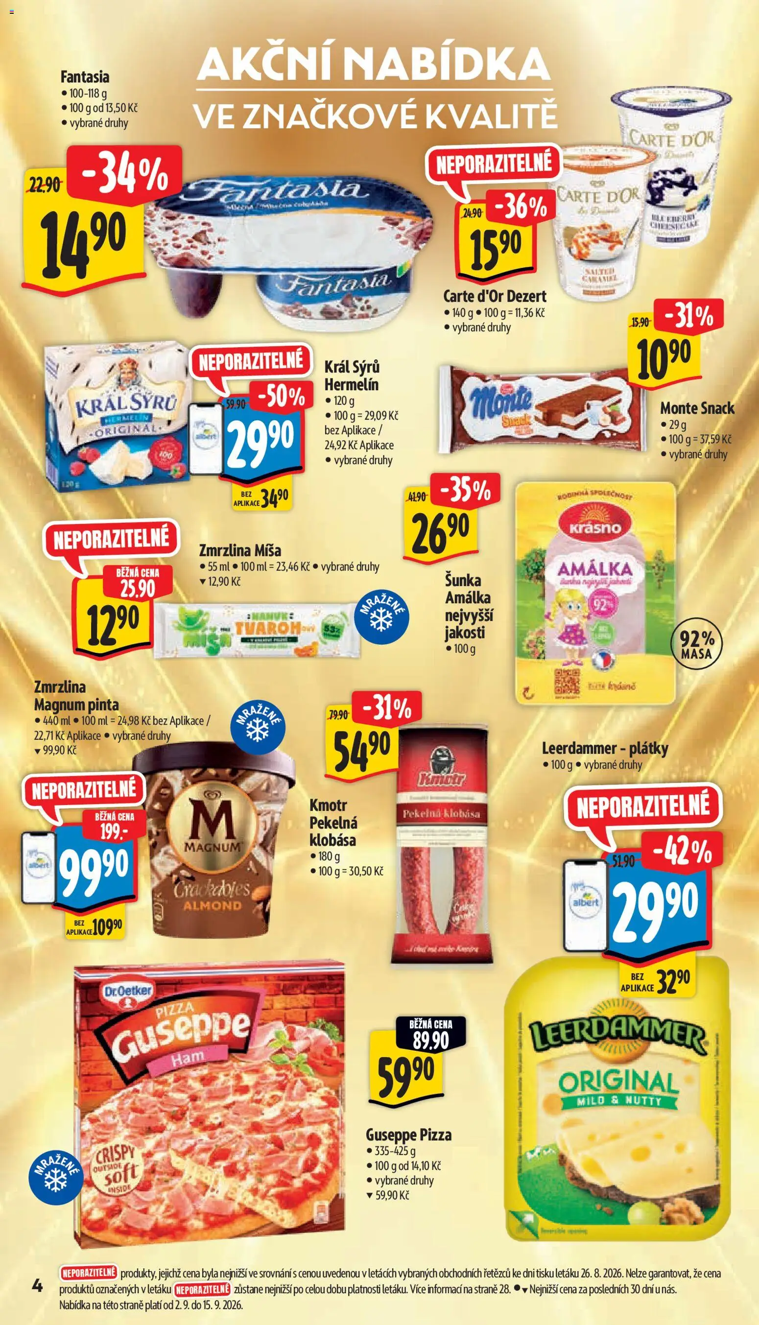 Albert leták - Hypermarket od 02.09.2026 | Strana: 10 | Produkty: Šunka, Zmrzlina, Leerdammer, Carte d'or