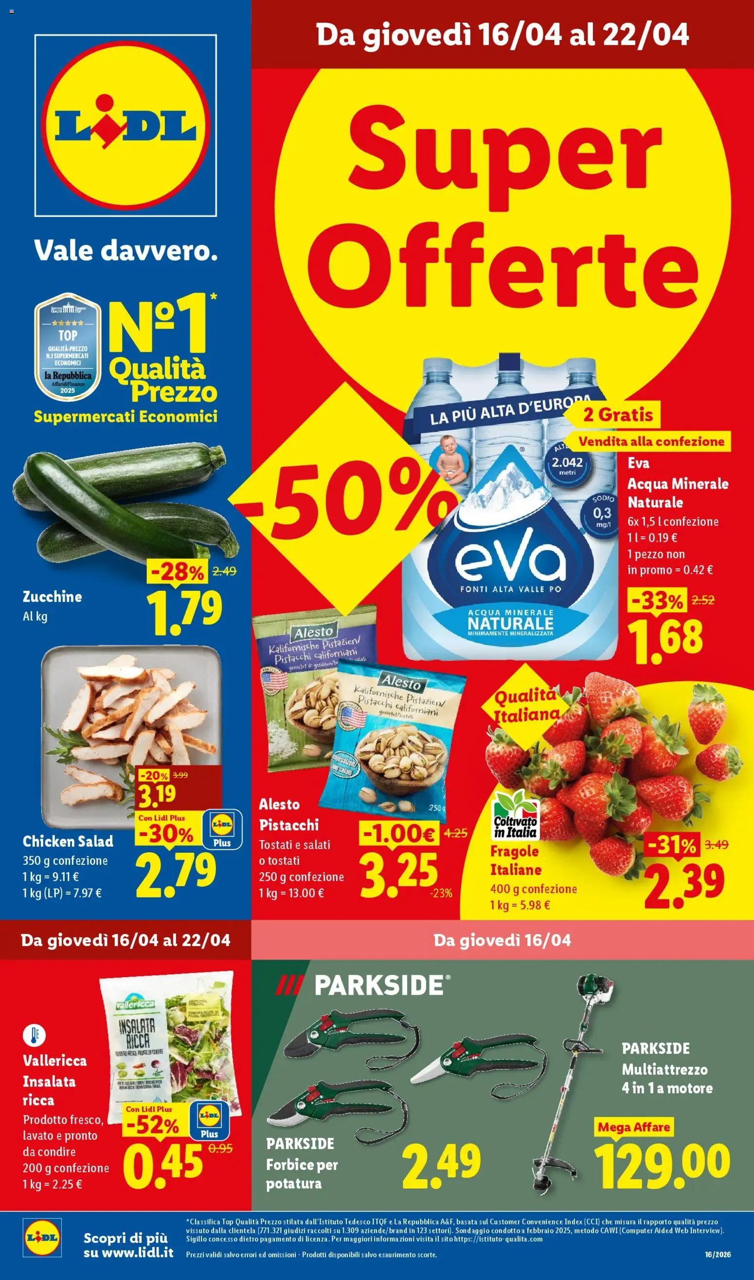 Volantino Lidl del 16.04.2026 | Pagina: 1 | Prodotti: Fragole, Top, Computer, Acqua minerale