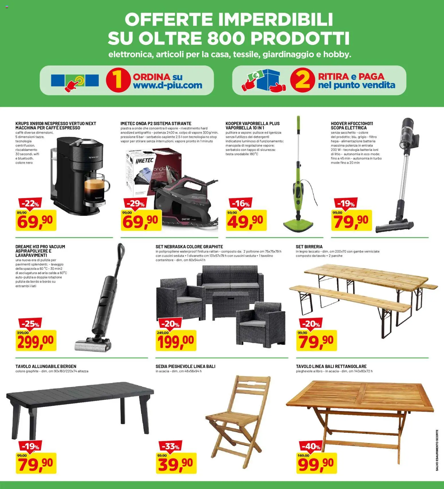 Volantino D Più del 20.04.2026 | Pagina: 19 | Prodotti: Spazzola, Tavolino, Aspirapolvere, Batteria