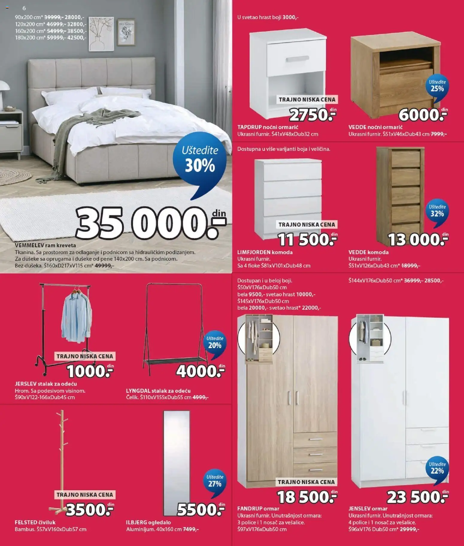 Jysk katalog - važi od 29.07.2026 | Strana: 6 | Proizvode: Noćni ormarić, Ormar, Ogledalo, Civiluk