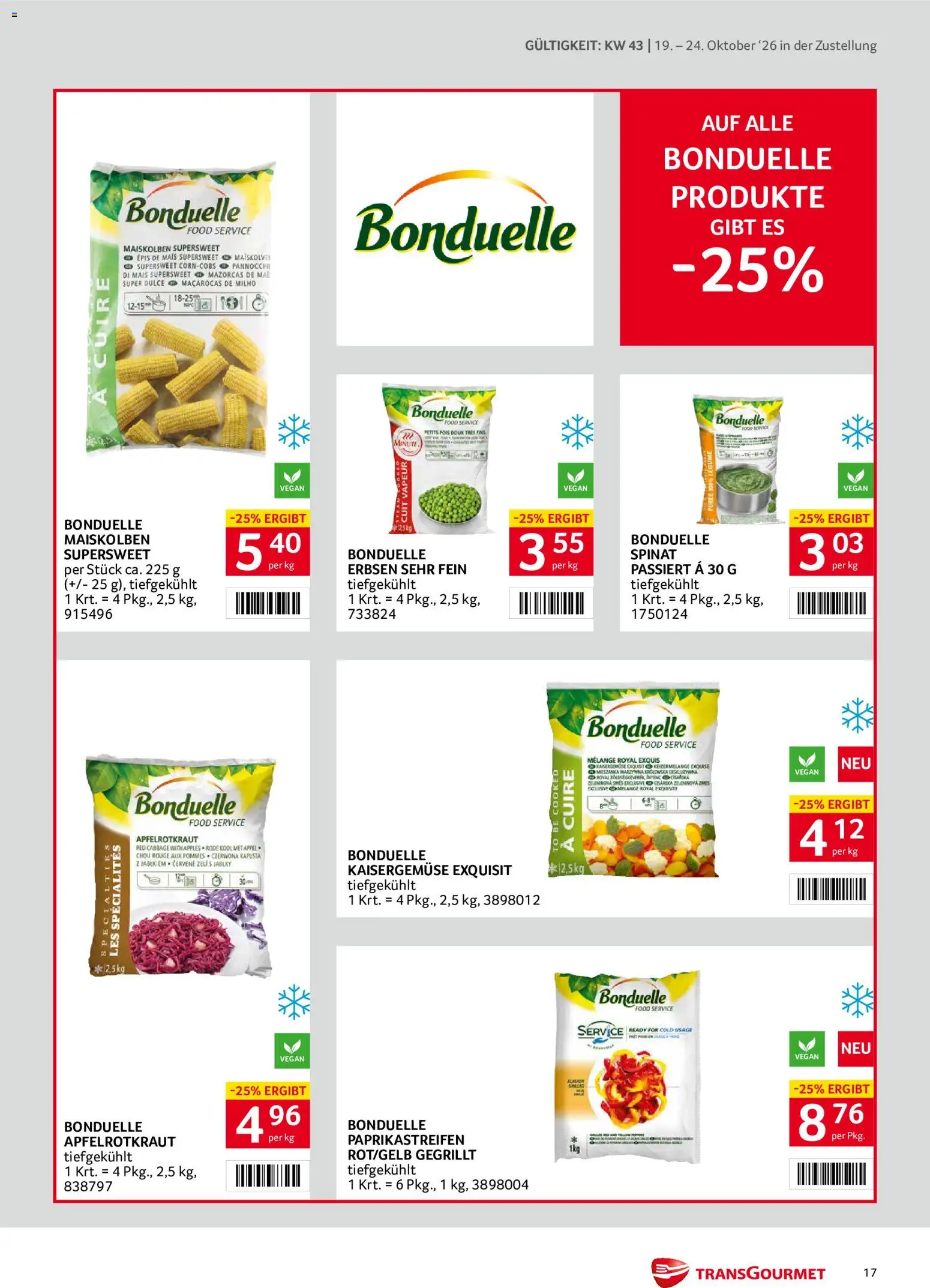 Transgourmet Flugblatt gültig ab 19.10.2026 | Seite: 17 | Produkte: Erbsen, Mais, Rouge