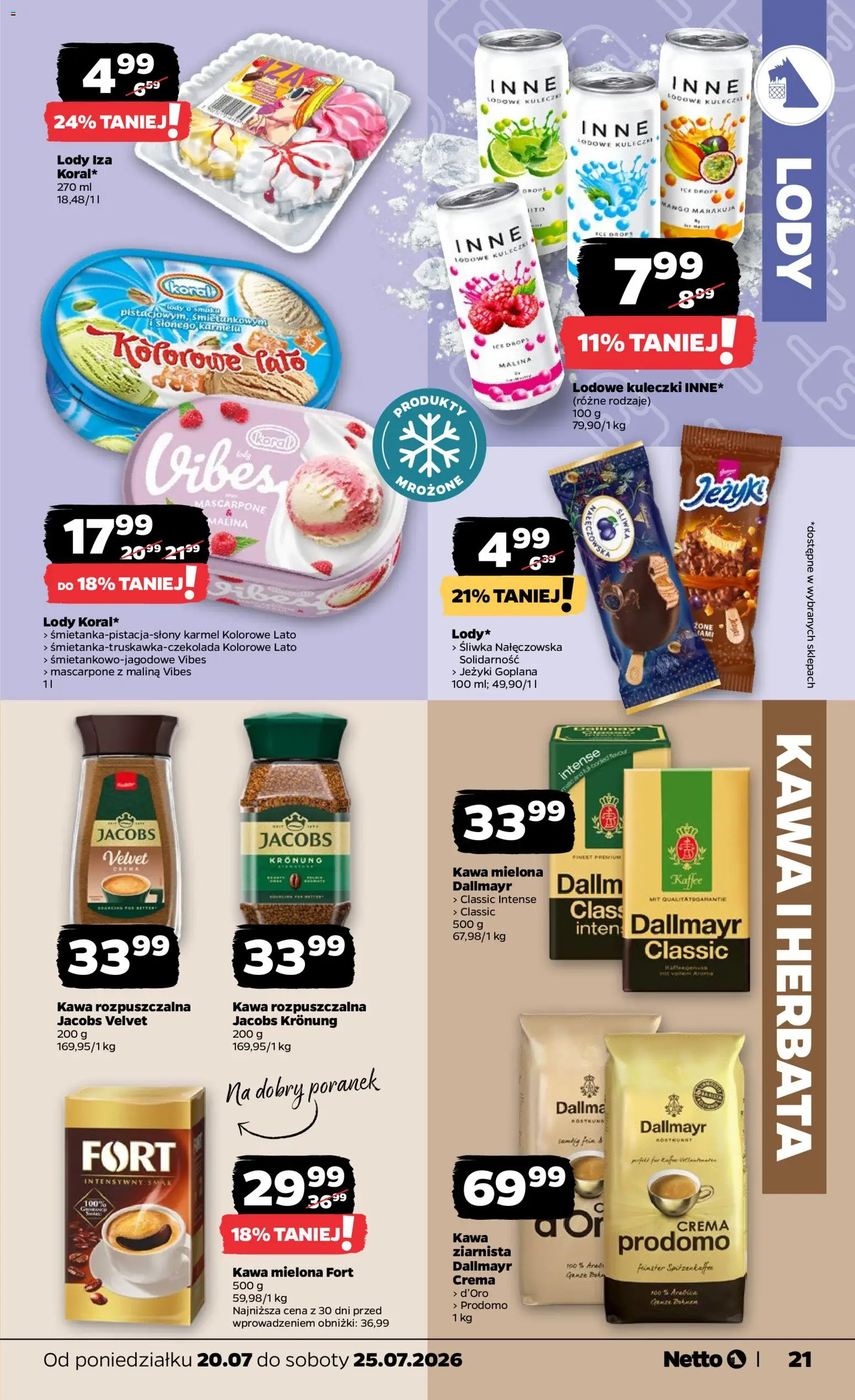 Netto gazetka od poniedziałku od 20.07.2026 | Strona: 21 | Produkty: Kawa ziarnista, Kawa rozpuszczalna, Mascarpone, Kawa mielona