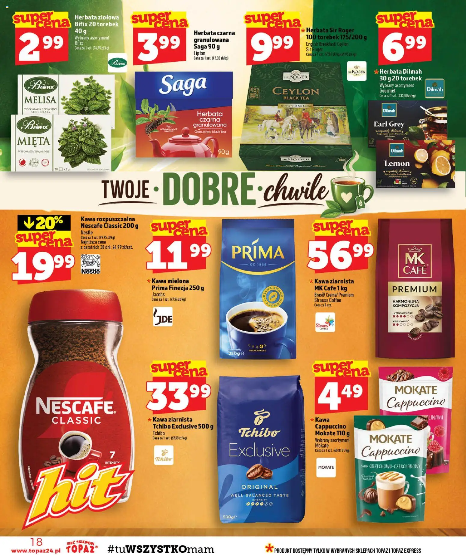 Topaz gazetka - MAZ od 22.10.2026 | Strona: 18 | Produkty: Kawa rozpuszczalna, Tchibo, Mięta, Kawa