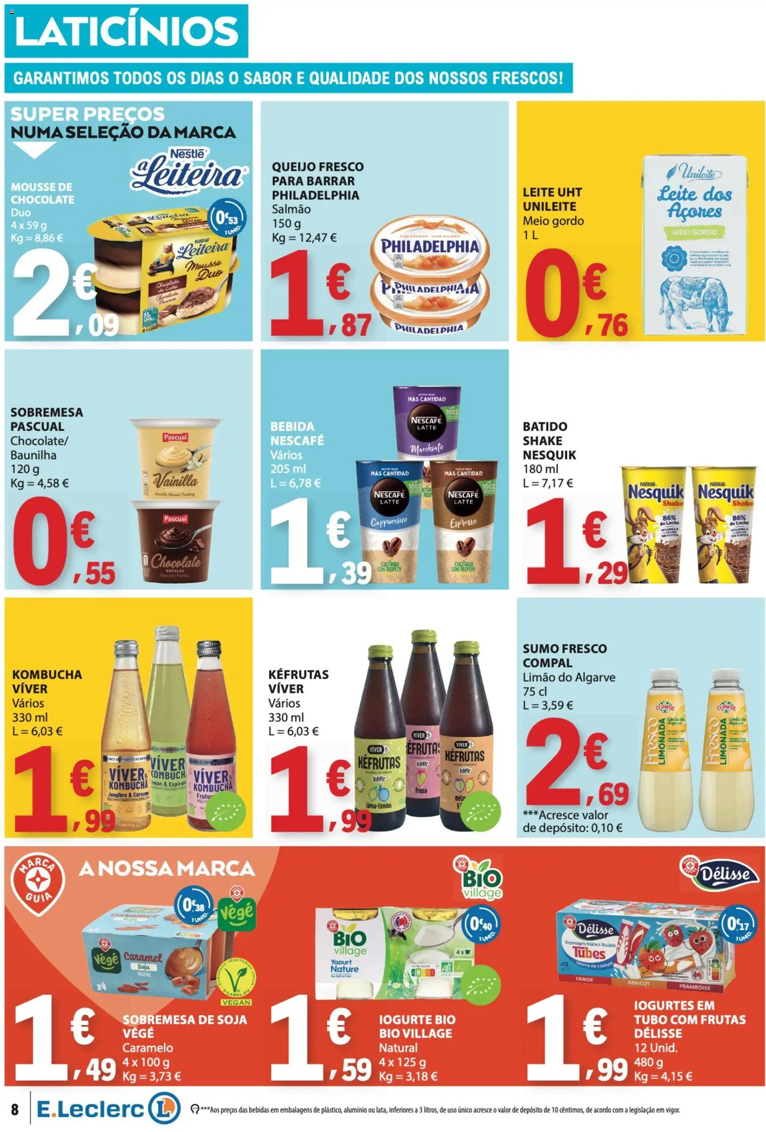 E.Leclerc folheto │ válido de 10/09/2026 | Página: 8 | Produtos: Curcuma, Kombucha, Leite, Bebida