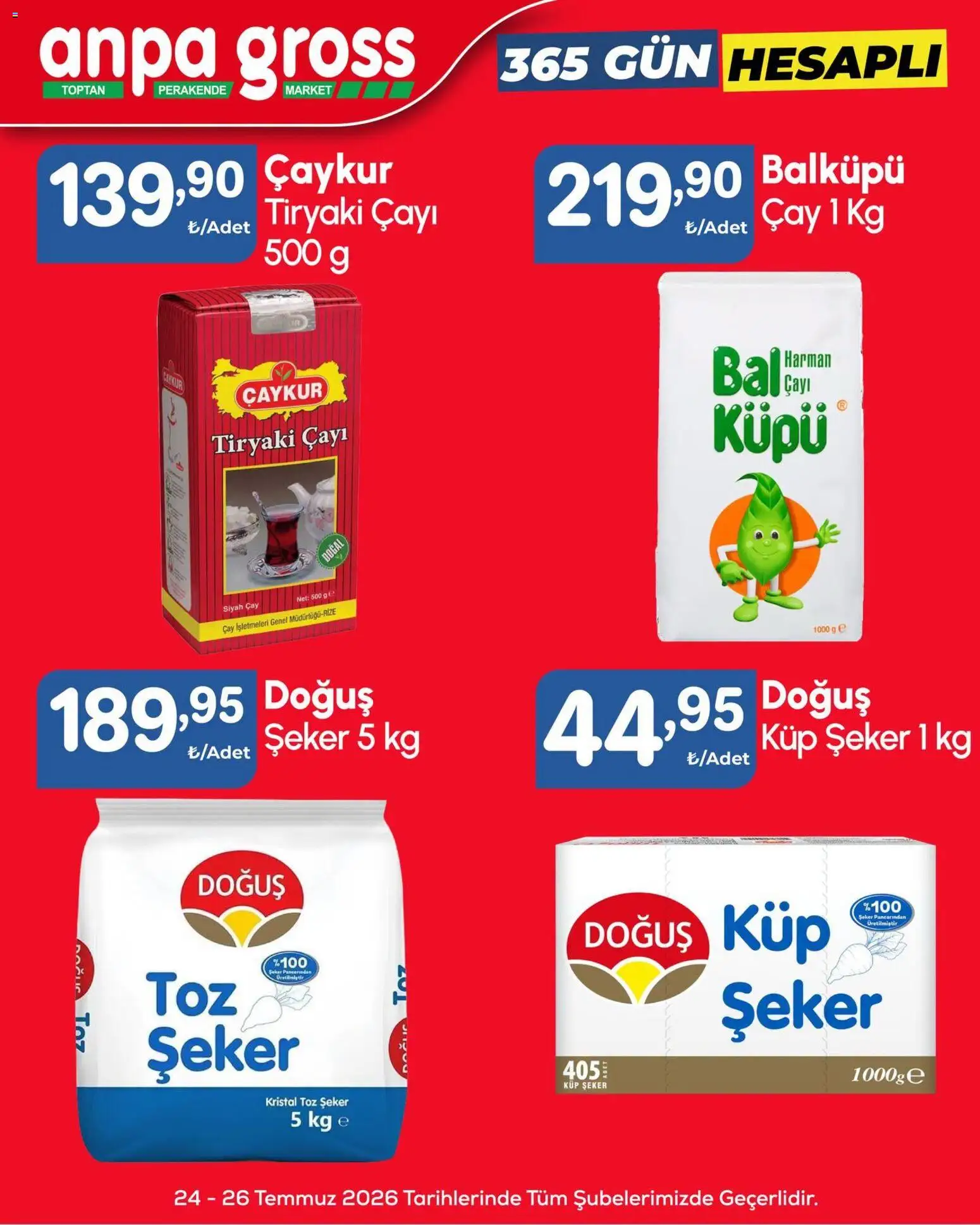 Anpa Gross - Hafta sonu fırsatları - 24 Temmuz 2026 tarihinden itibaren geçerlidir | Sayfa: 5 | Ürünler: Çay, Şeker, Toz şeker, Küp şeker
