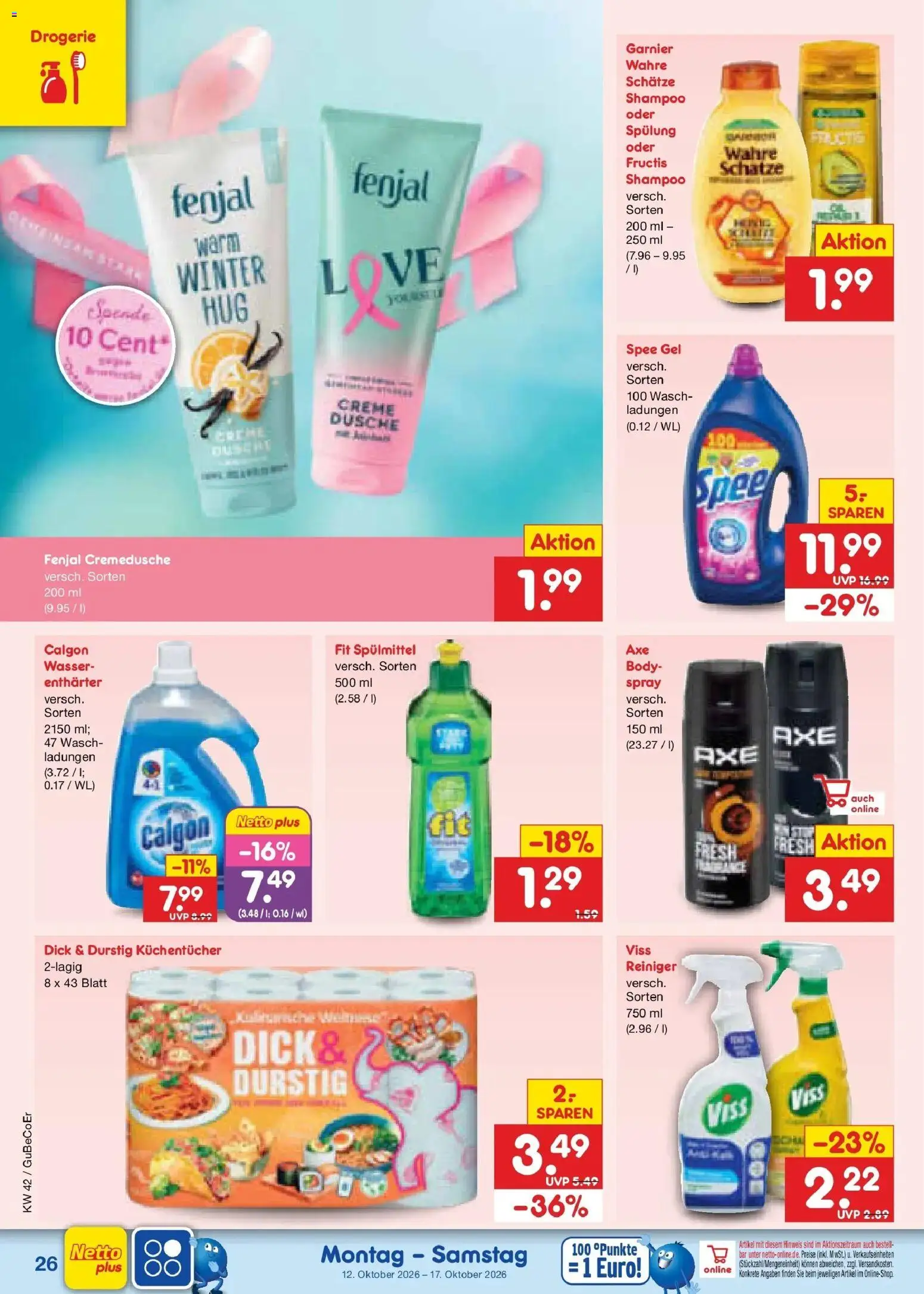 Netto Marken-Discount Prospekt Leipzig (ab 12.10.2026) » Angebote | Seite: 36 | Produkte: Shampoo, Spülung, Spee, Wasser