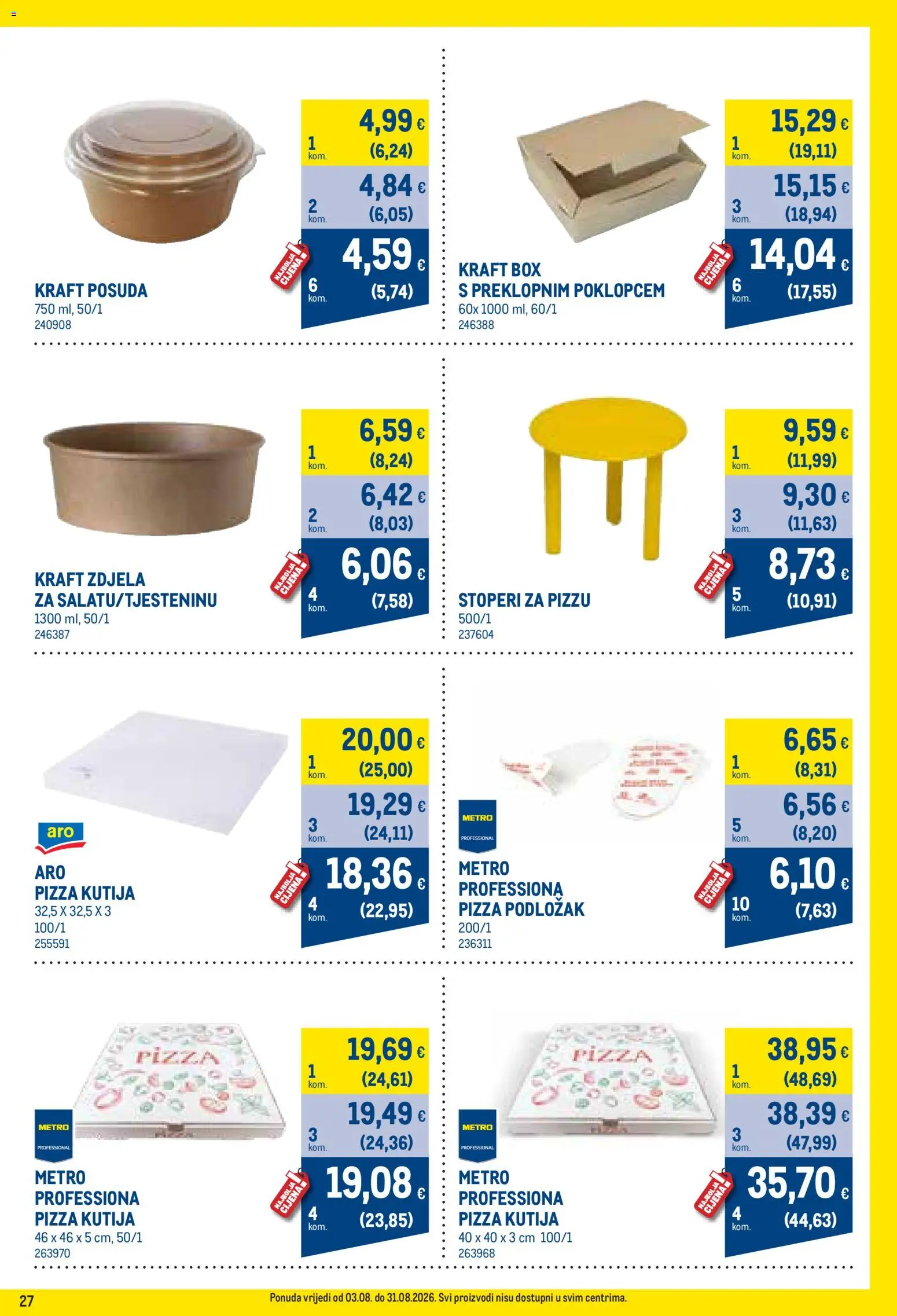 Metro katalog | vrijedi od 03.08.2026 | Stranica: 27 | Proizvodi: Kutija, Pizza, Zdjela