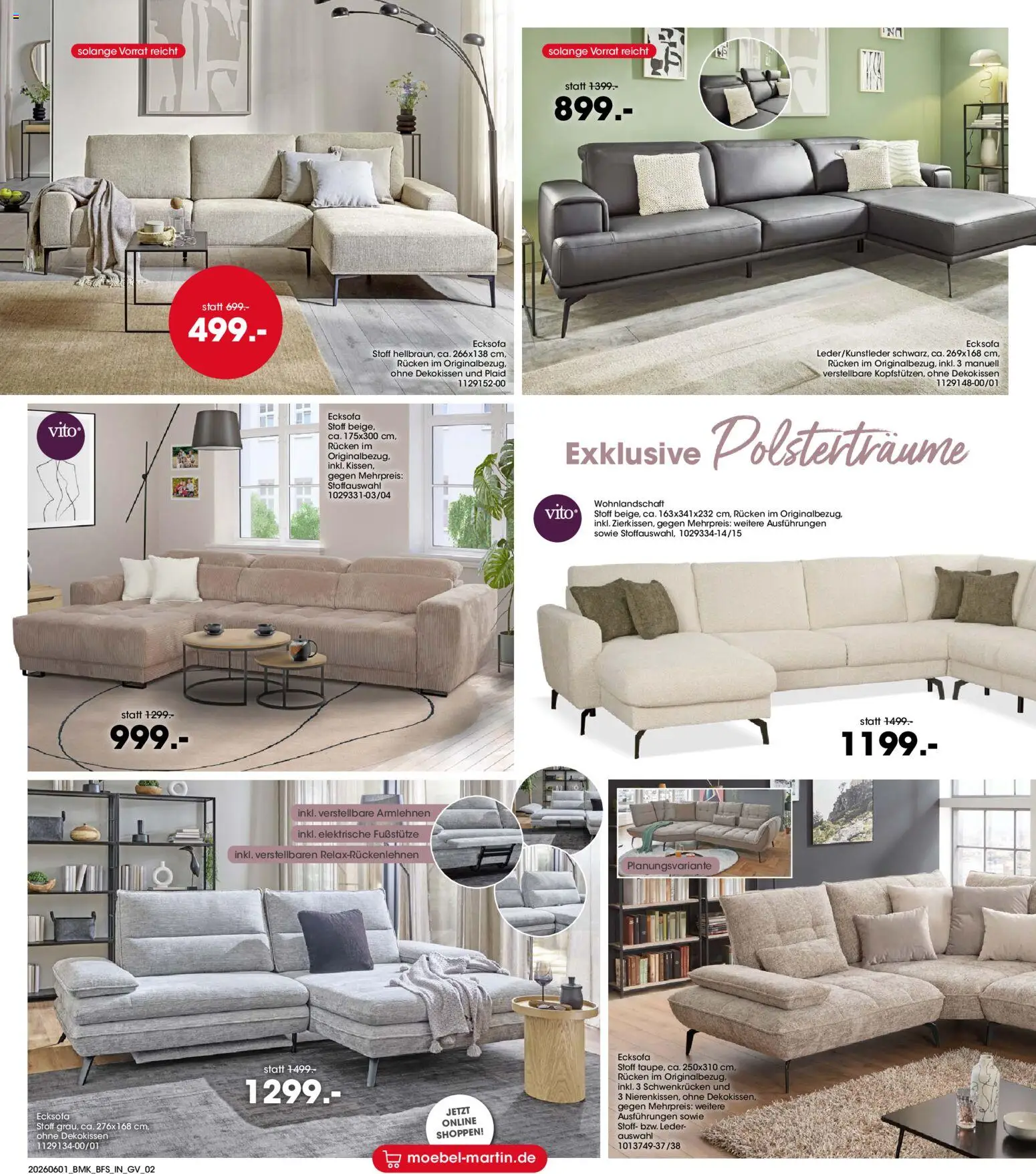 Möbel Martin Prospekt – gültig ab 01.06.2026 | Seite: 2 | Produkte: Wohnlandschaft, Ecksofa
