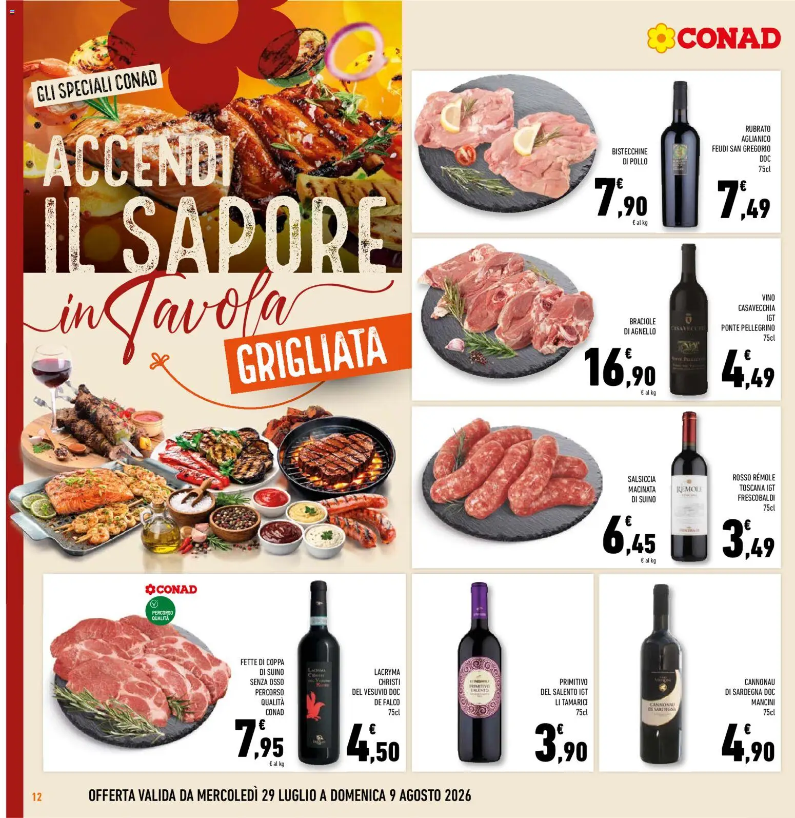 Volantino Conad del 29/07/2026 | Pagina: 12 | Prodotti: Pollo, Vino, Agnello, Vino rosso
