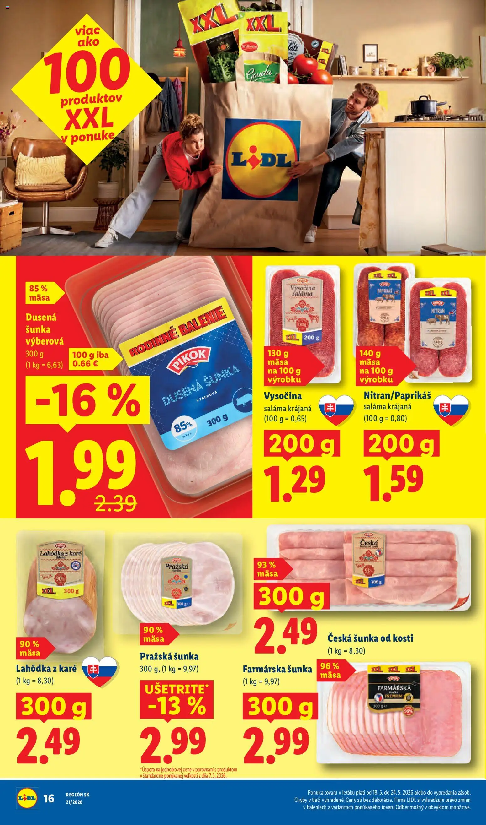 Nové Lidl akcie – leták je platný od 18.05.2026 | Strana: 20 | Produkty: Saláma, Šunka, Gouda