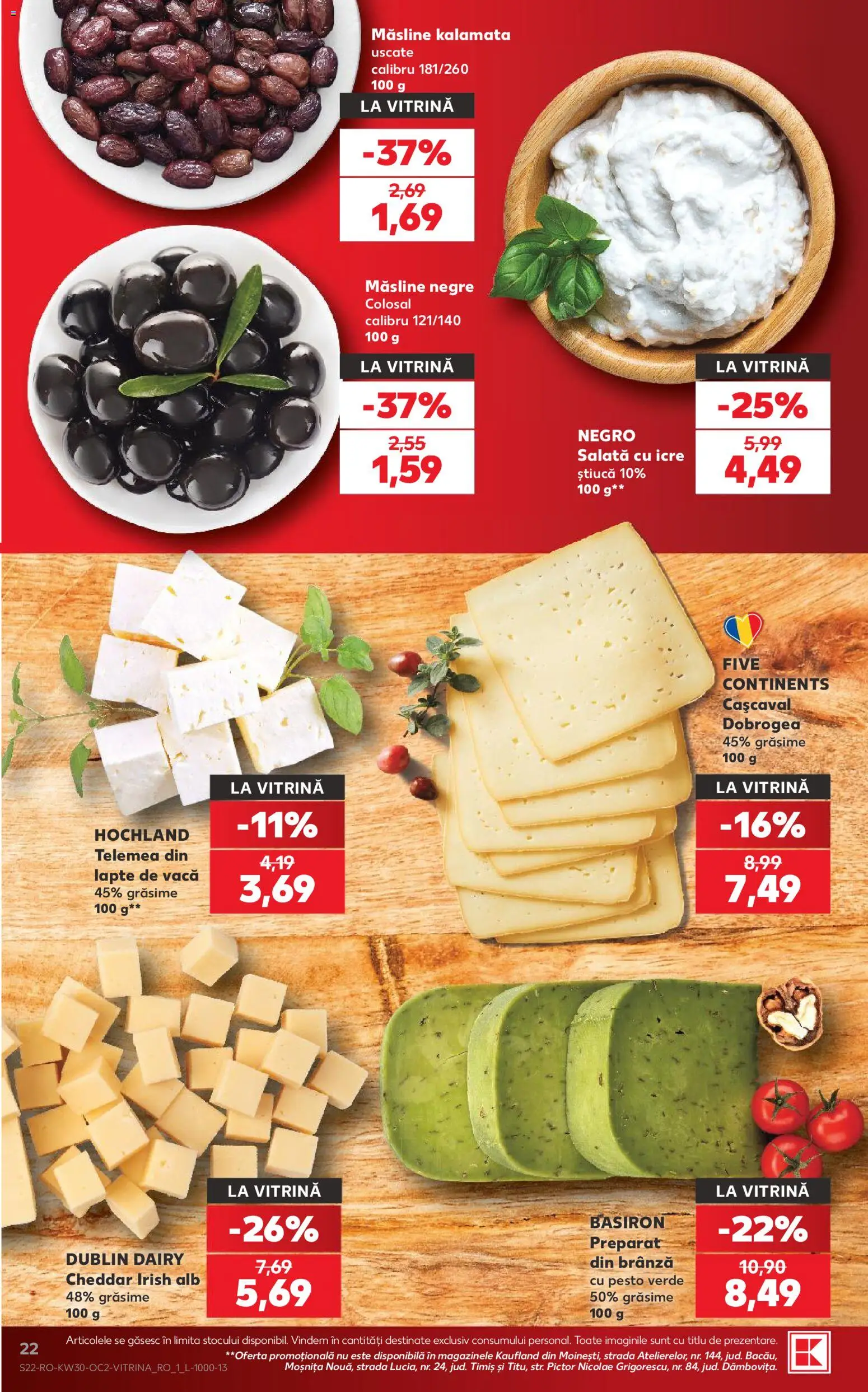 Noul catalog Kaufland – valabil de la 22.07.2026 | Pagină: 22 | Produse: Vitrină, Cașcaval, Brânză, Salată cu icre