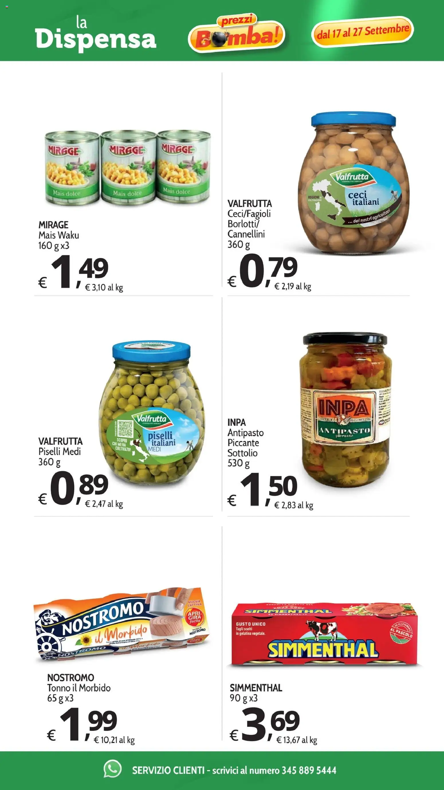 Volantino Primo Prezzo del 17/09/2026 | Pagina: 7 | Prodotti: Uova, Ceci, Piselli, Mais