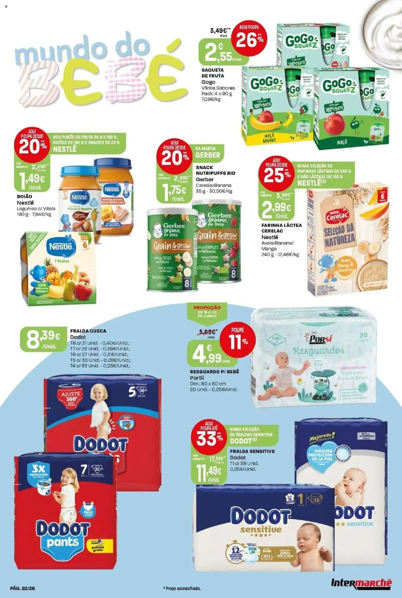 Intermarché - Isto é que são preços BAIXOS │ válido de 18/06/2026 | Página: 22 | Produtos: Vitela, Fraldas, Nestlé, Cereais