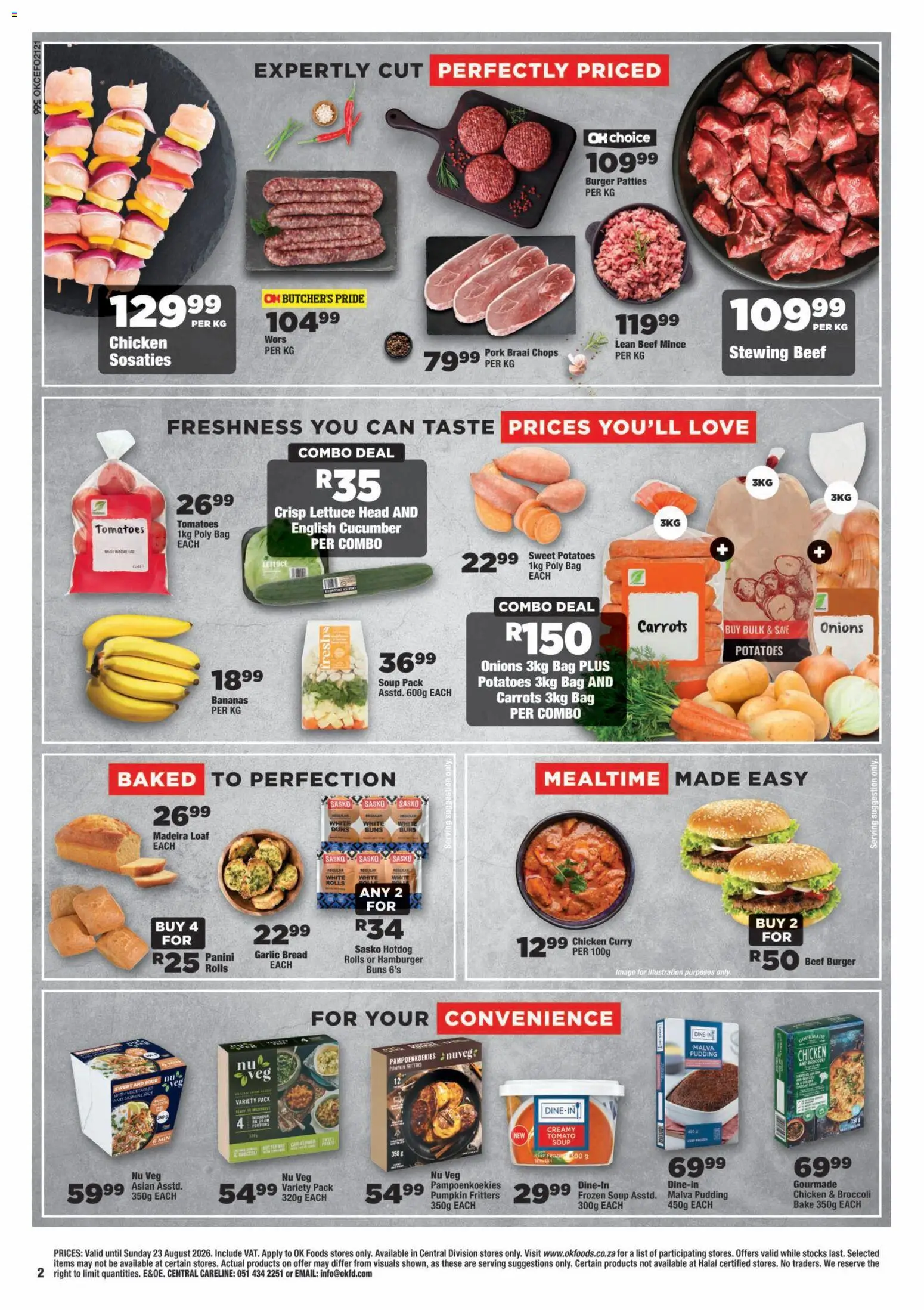 New OK Foods catalogue – valid from 12/08/2026 | Page: 2 | Products: Bread, Beef, Potatoes, Lettuce