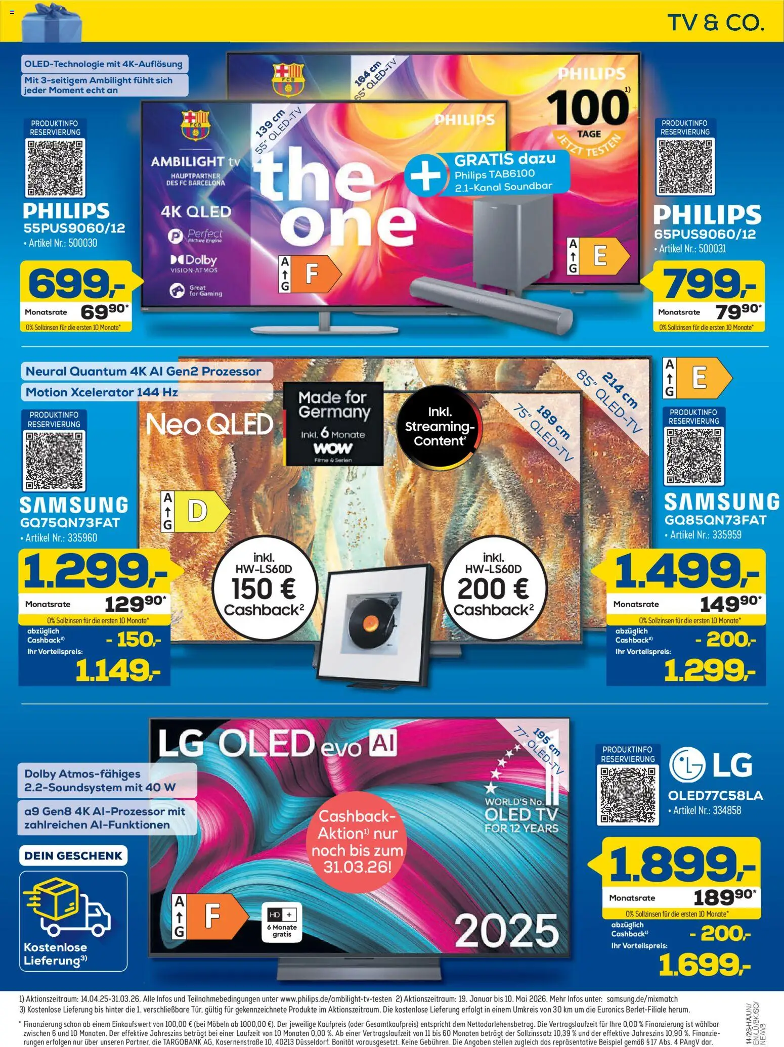Euronics Prospekt Berlet – gültig ab 26.03.2026 | Seite: 18 | Produkte: LG, Philips, Samsung, Soundbar