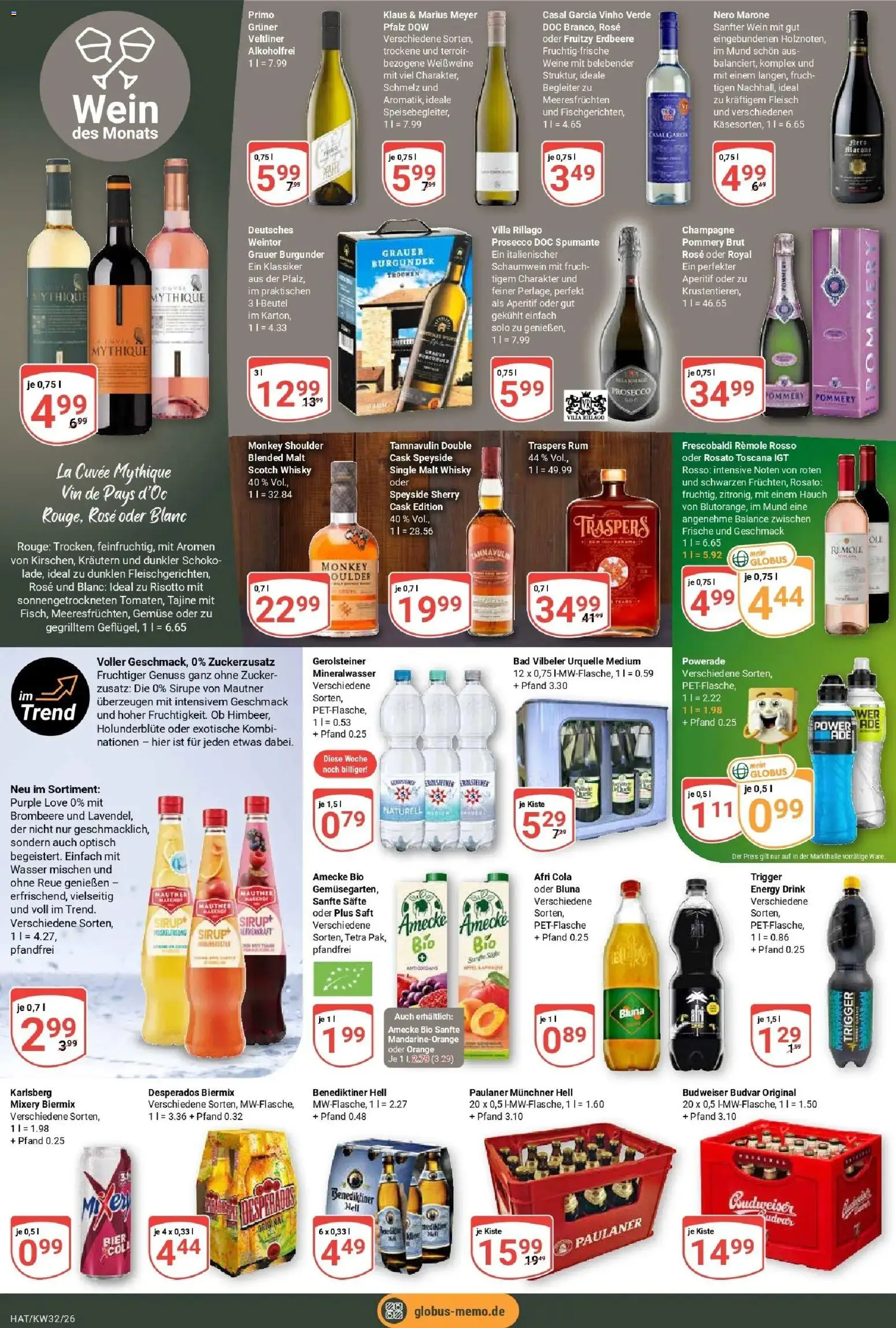 Globus Prospekt Hattersheim (ab 03.08.2026) » Angebote online | Seite: 18 | Produkte: Zucker, Mixery, Wein, Gerolsteiner