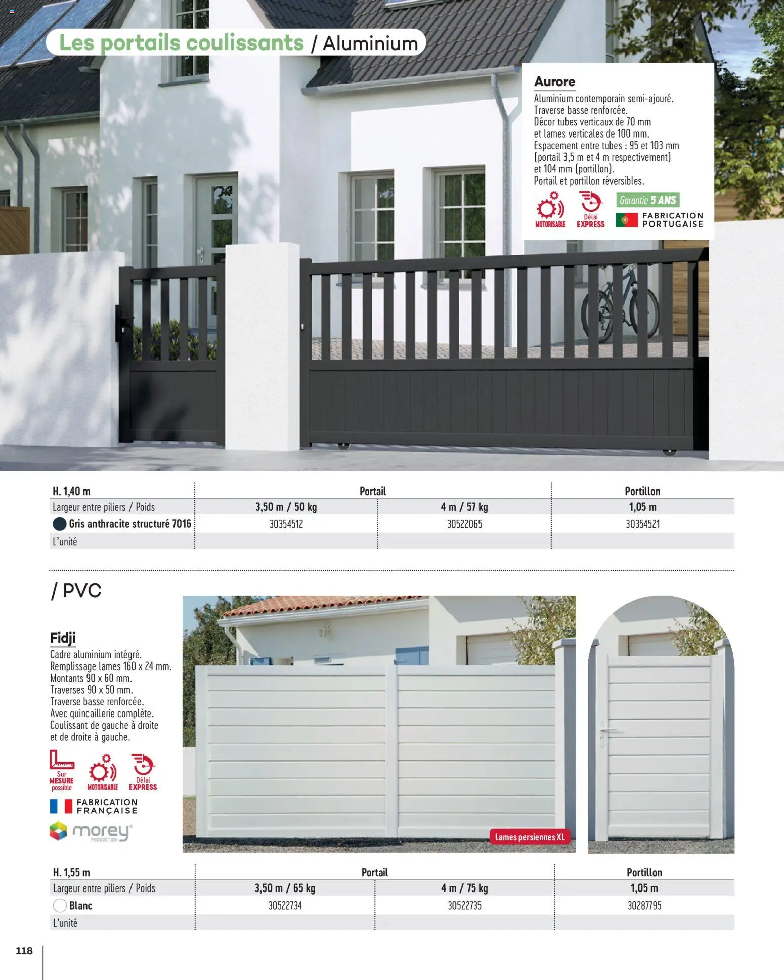 {H1} | Page: 118 | Produits: Poids, Persiennes, Portail, Cadre