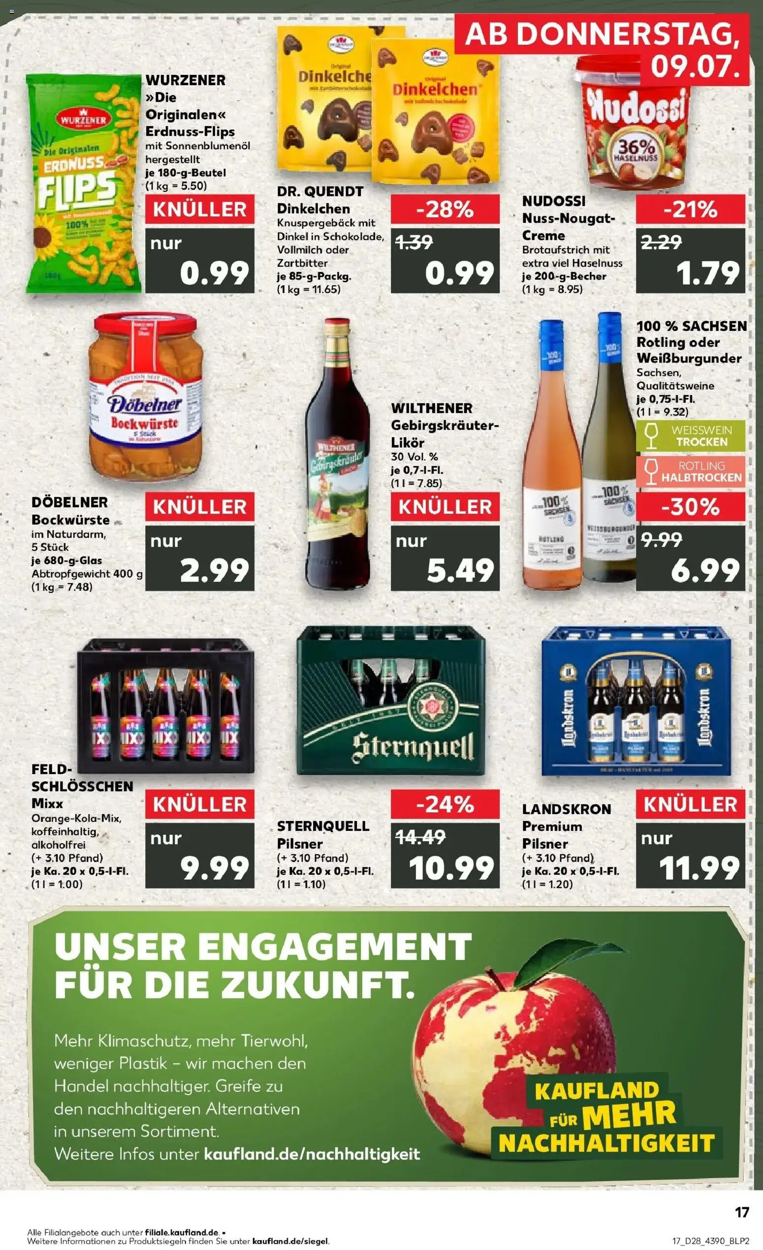 Kaufland Prospekt Riesa – gültig ab 09.07.2026 | Seite: 17 | Produkte: Wilthener, Sonnenblumenol, Likör, Creme