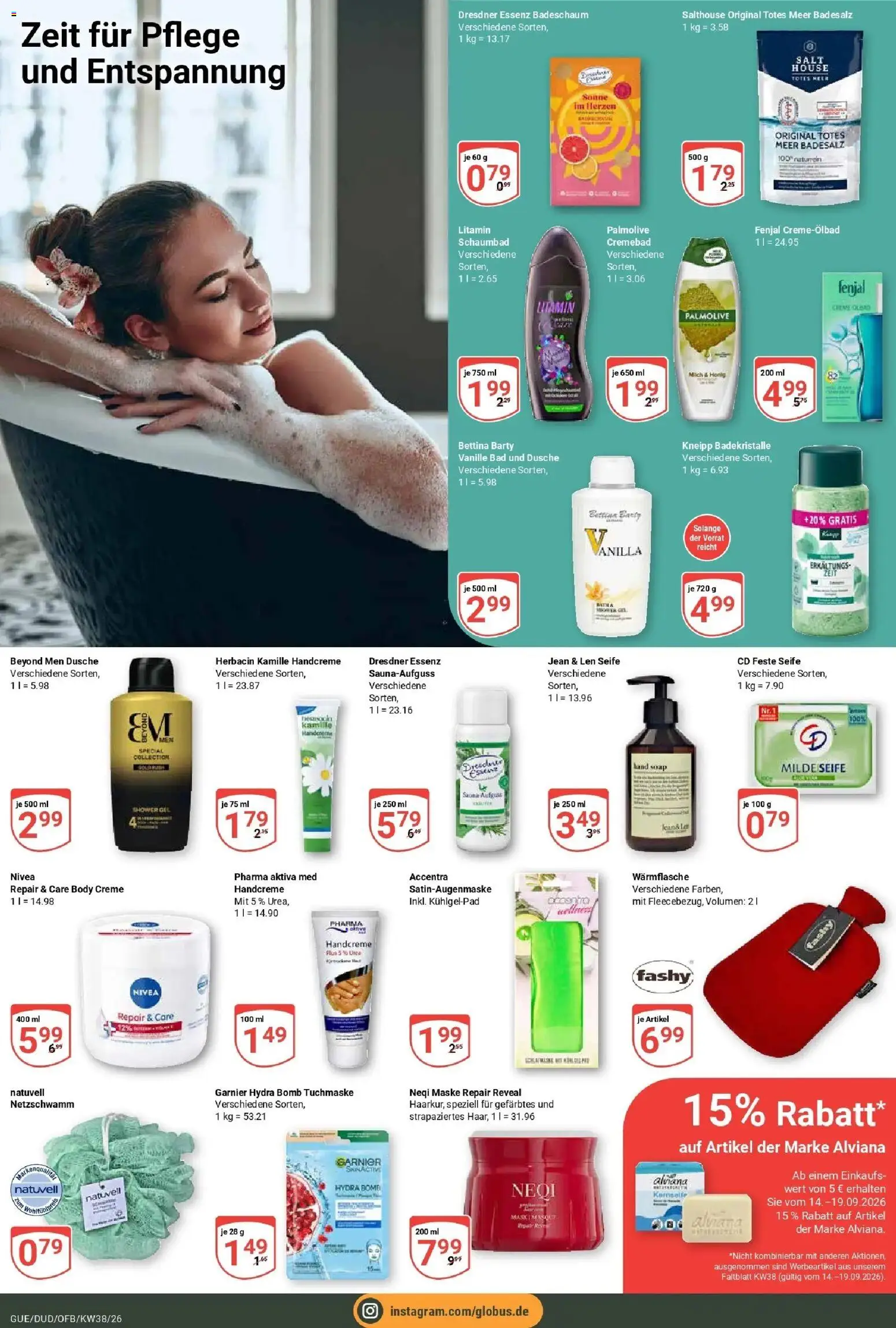Globus Prospekt Saarbrücken-Dudweiler (ab 14.09.2026) » Angebote online | Seite: 20 | Produkte: Dusche, Maske, Handcreme, Seife