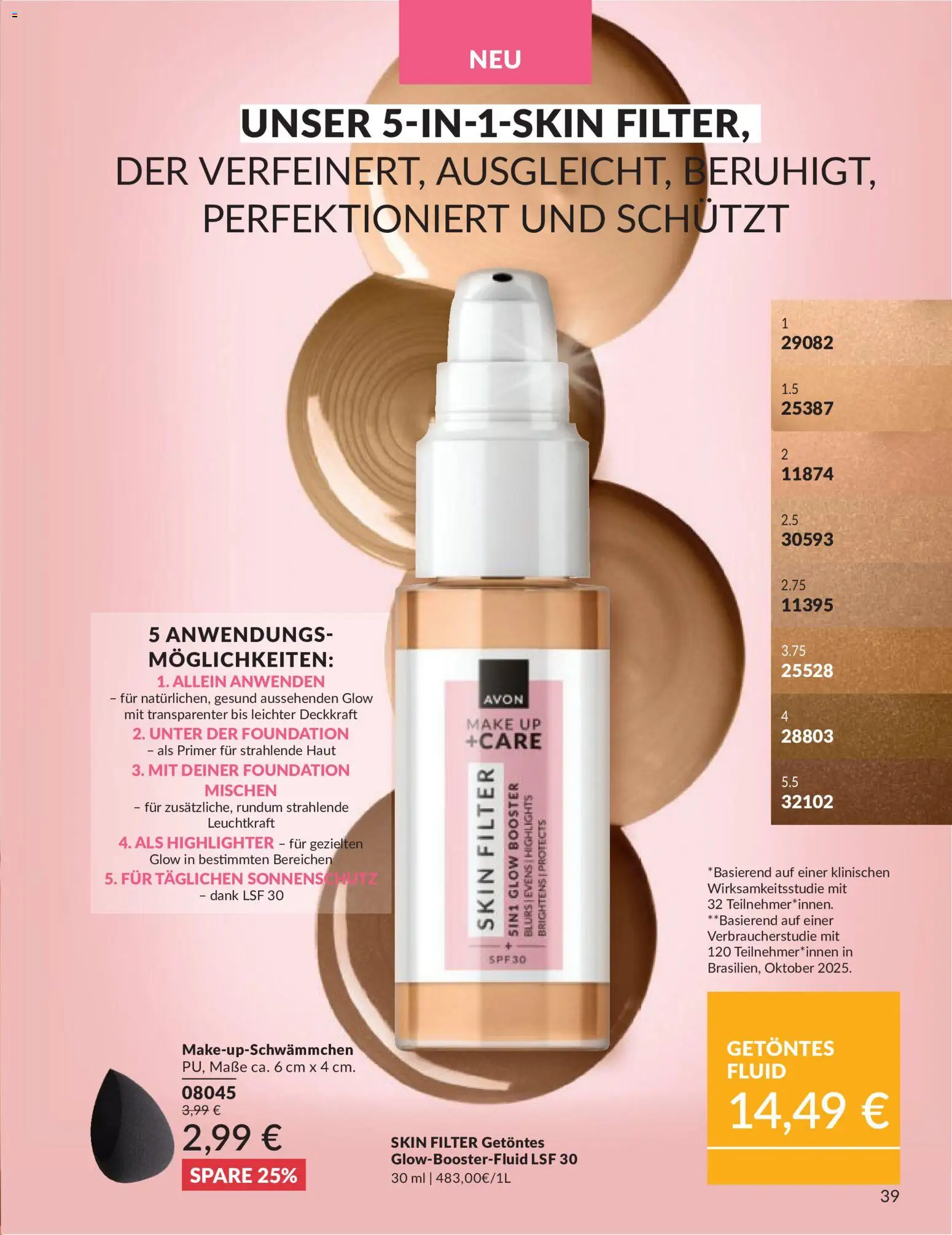 AVON Katalog Juni 2026 – gültig ab 01.06.2026 | Seite: 39 | Produkte: Foundation, Highlighter, Primer