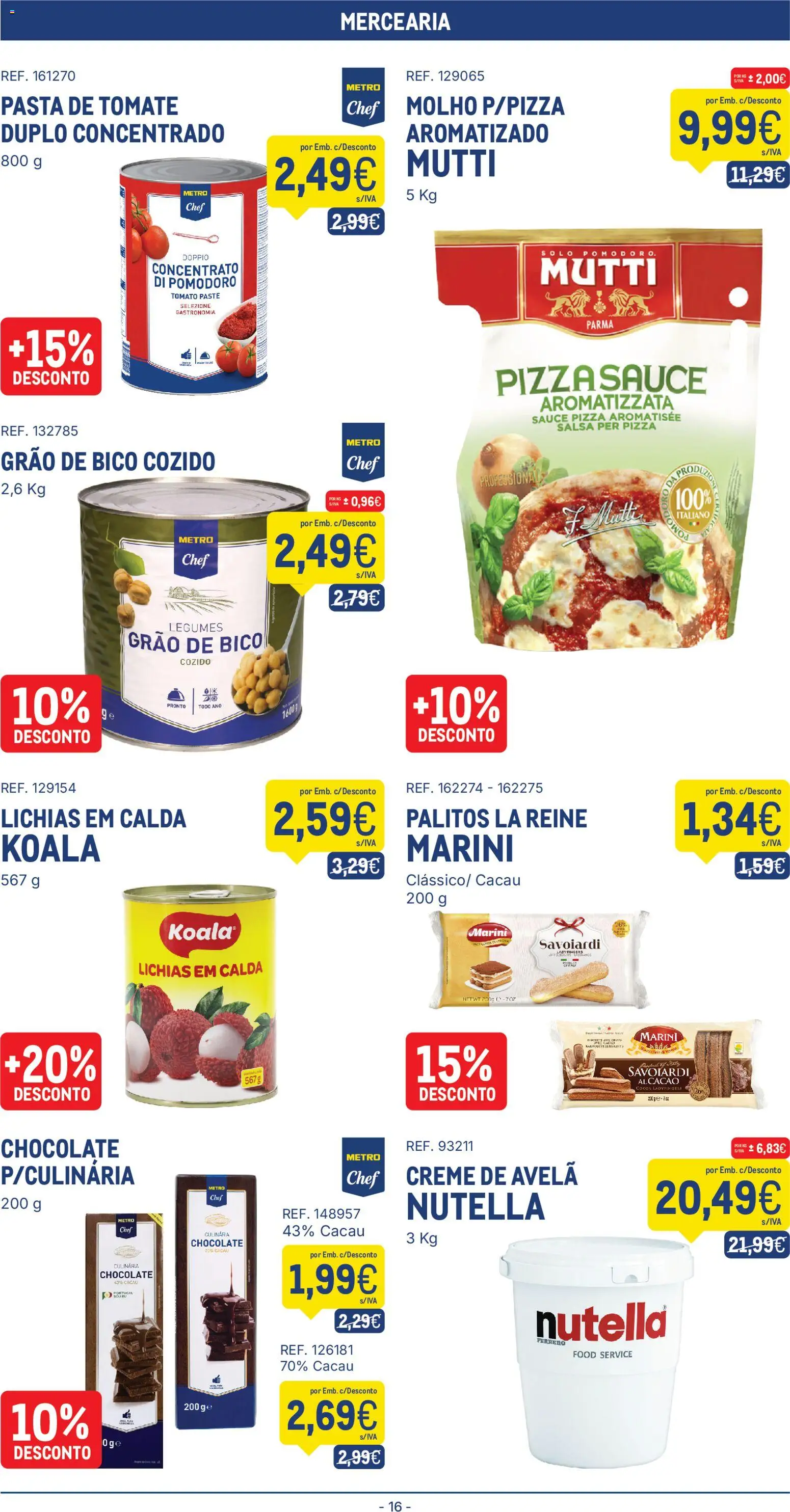 Makro folheto │ válido de 11/08/2026 | Página: 16 | Produtos: Mercearia, Nutella, Legumes, Pizza