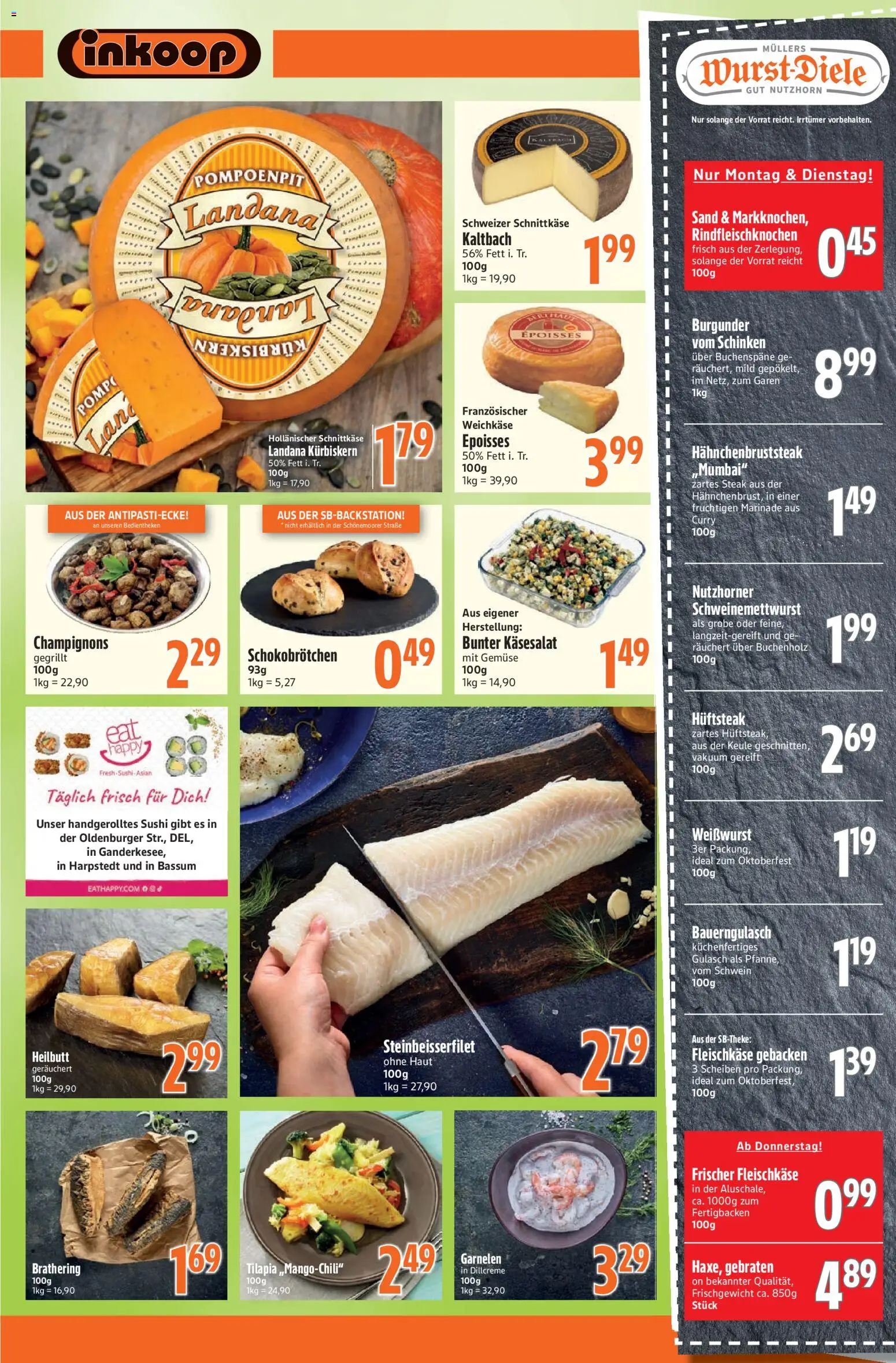 Inkoop Prospekt – gültig ab 05.10.2026 | Seite: 3 | Produkte: Weißwurst, Champignons, Gulasch, Steak