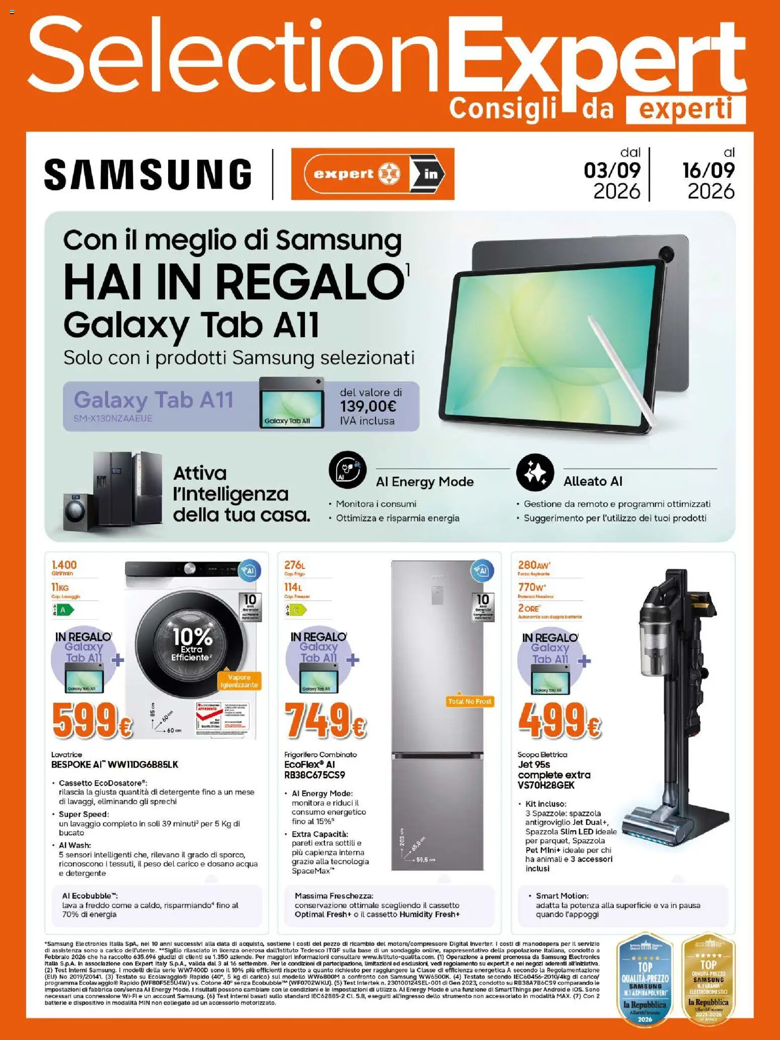 Volantino Ipercoop del 03/09/2026 | Pagina: 8 | Prodotti: Data, Frigorifero, Batteria, Frigorifero combinato