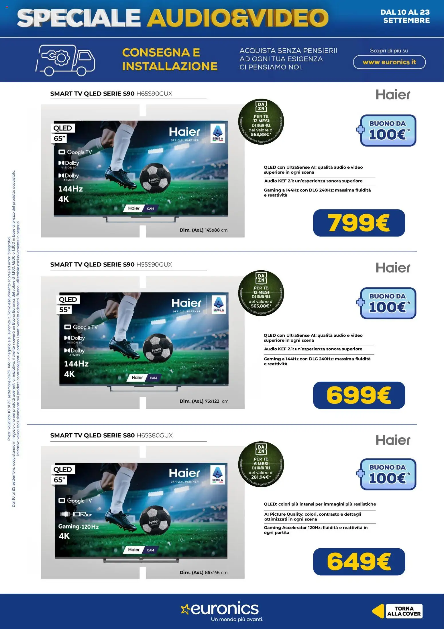 Volantino Euronics del 10/09/2026 | Pagina: 15 | Prodotti: smart TV, TV, Video, Audio
