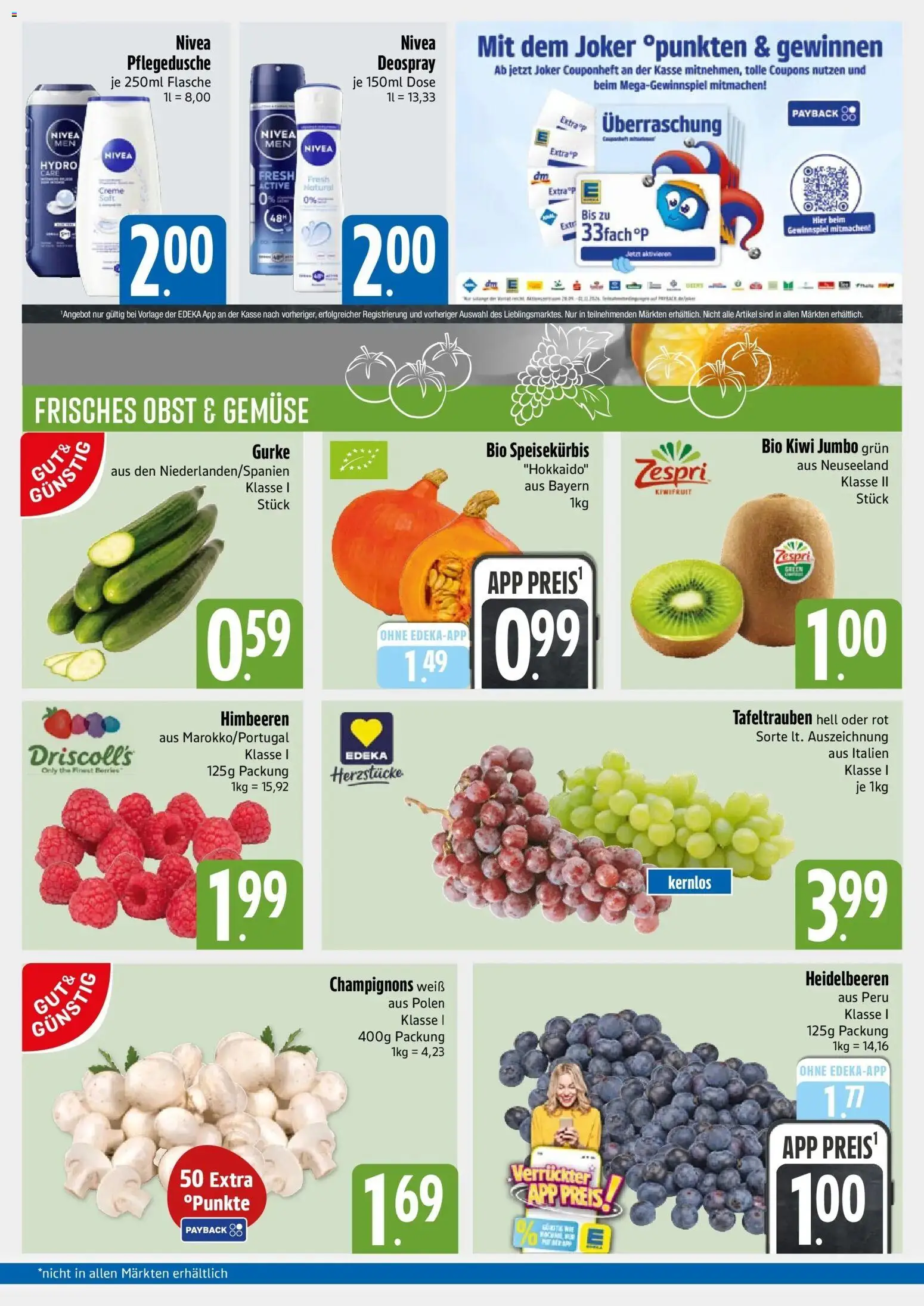 E xpress Prospekt München – gültig ab 28.09.2026 | Seite: 3 | Produkte: Heidelbeeren, Champignons, Deospray, Kiwi