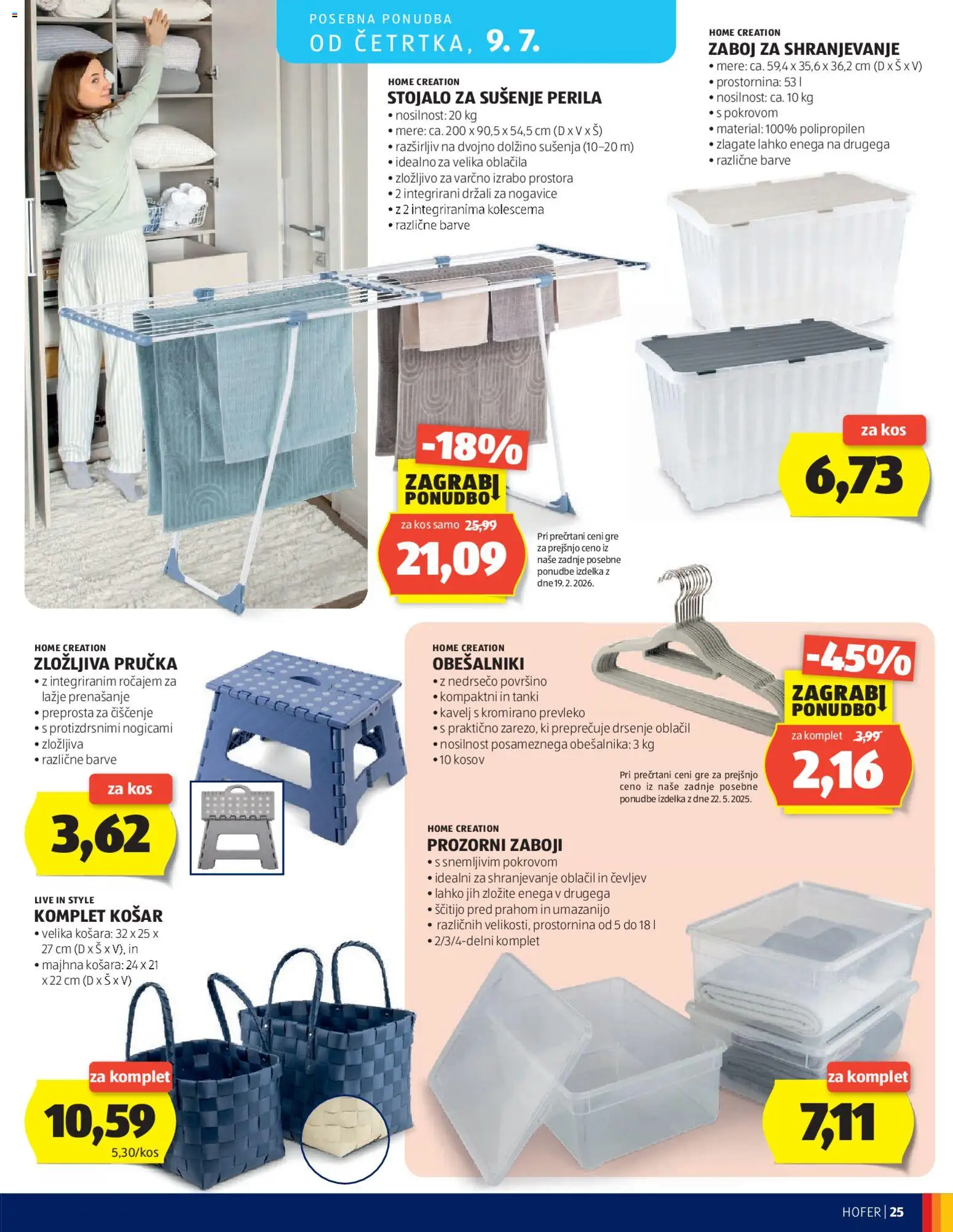 Novi Hofer katalog ponudbe – veljaven od 01.07.2026 | Stran: 25 | Izdelki: Košara, Kos, Zaboj, Nogavice