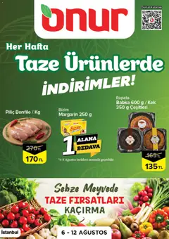 06 Ağustos 2026 tarihinden itibaren geçerli olan Onur Market kataloğu önizlemesi