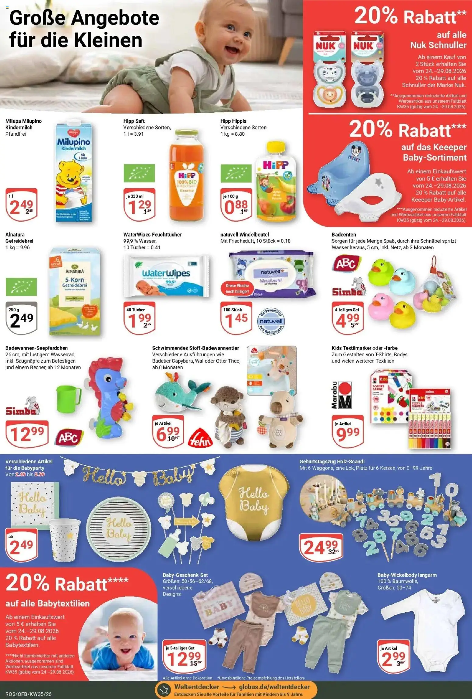 Globus Prospekt Lambrechtshagen (ab 24.08.2026) » Angebote online | Seite: 23 | Produkte: Wasser, Saft, Karotte