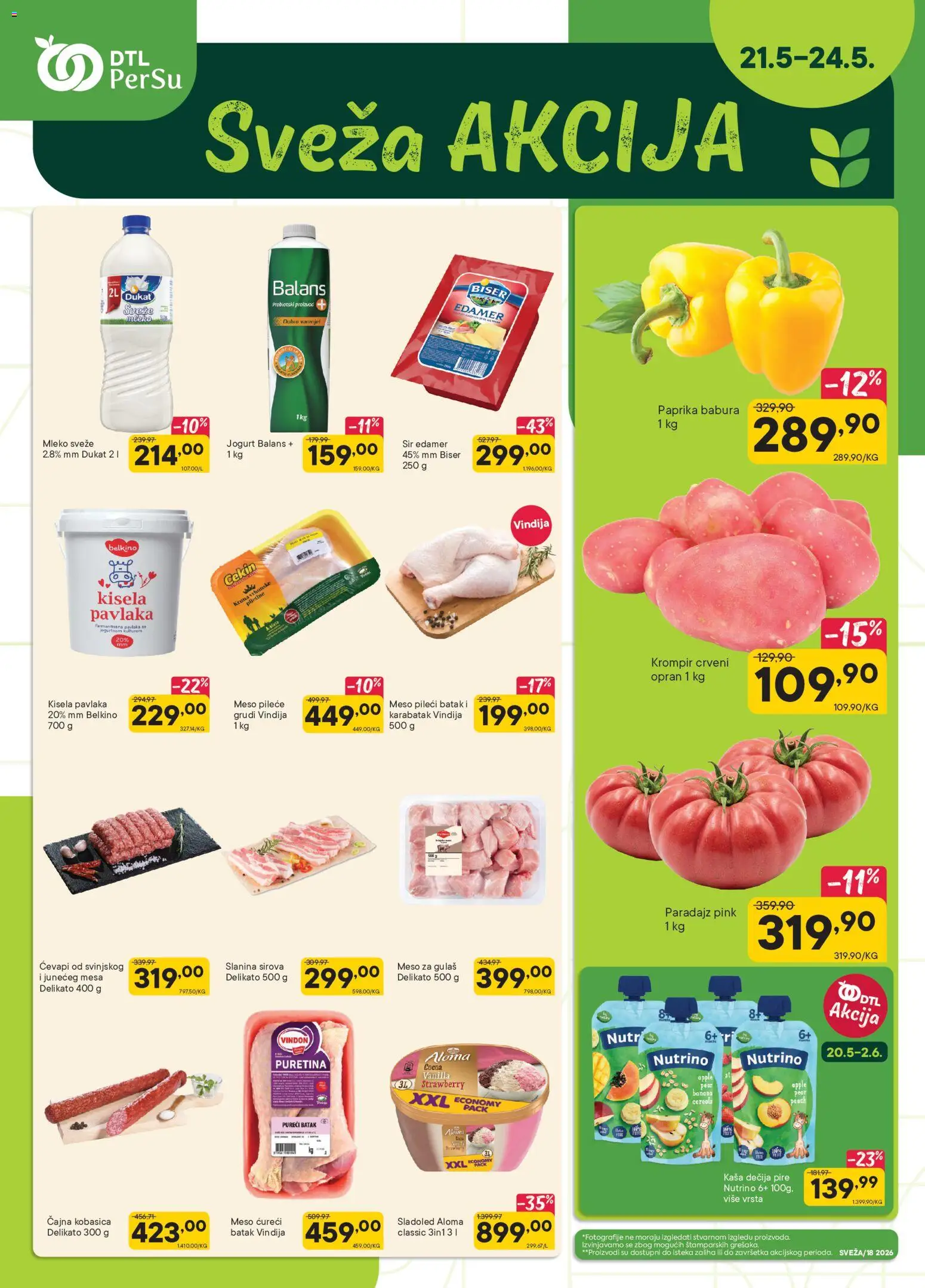 PerSu katalog - važi od 21.05.2026 | Strana: 1 | Proizvode: Paprika, Pileći batak, Paradajz, Paprika babura